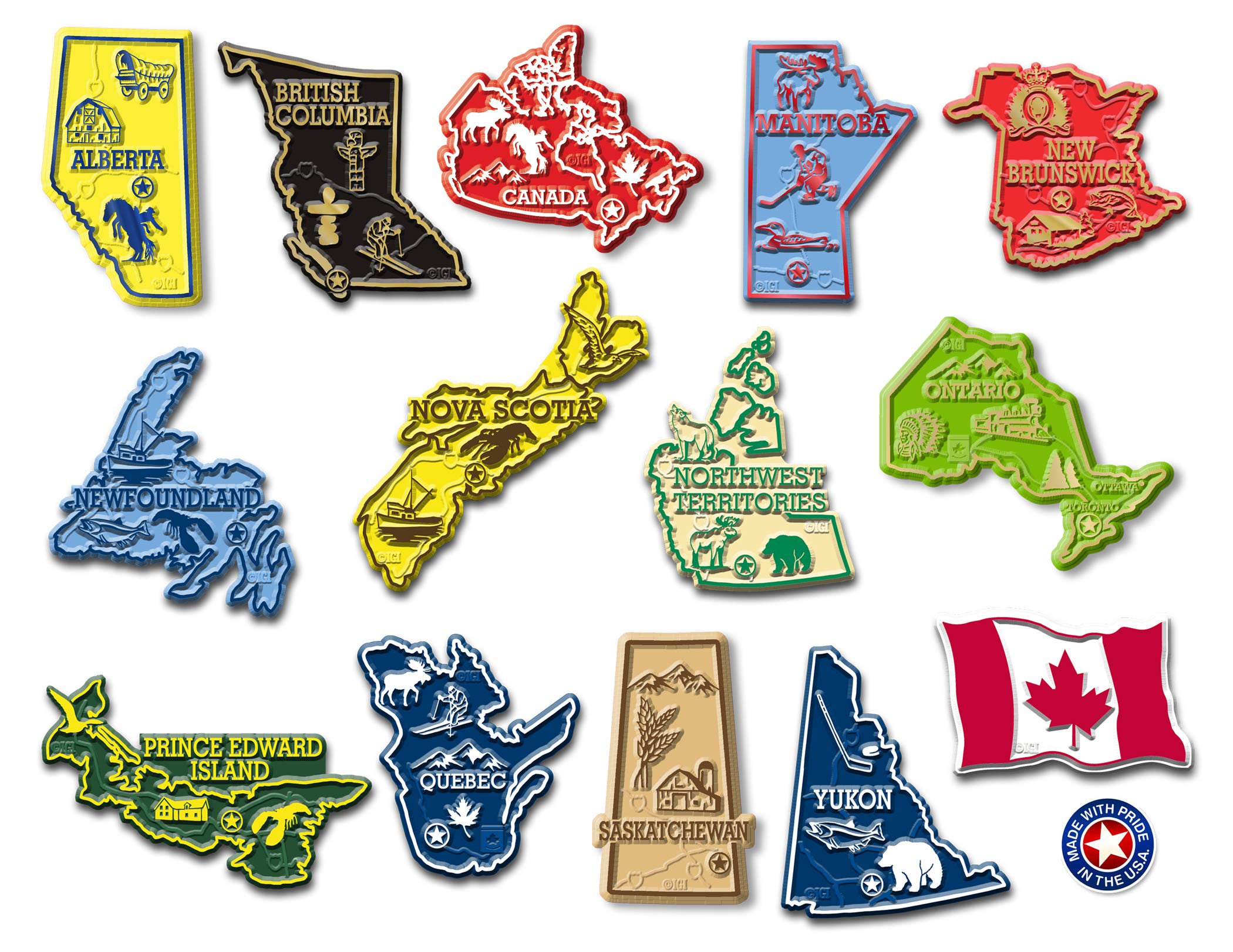 Canada Magnet Set By Classic Magnets, 14-Piece Set, Collectible Souvenirs Made In The Usa