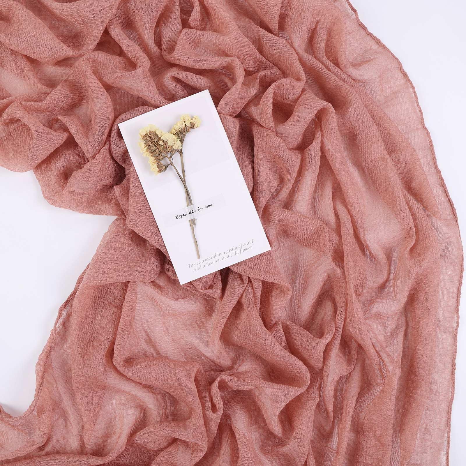 Sajoo Dusty Blush Cheesecloth Table Runner 10Ft Gauze Table Runner For Decor Valentines 35X120 Inches Rustic Boho Cheese Cloth T