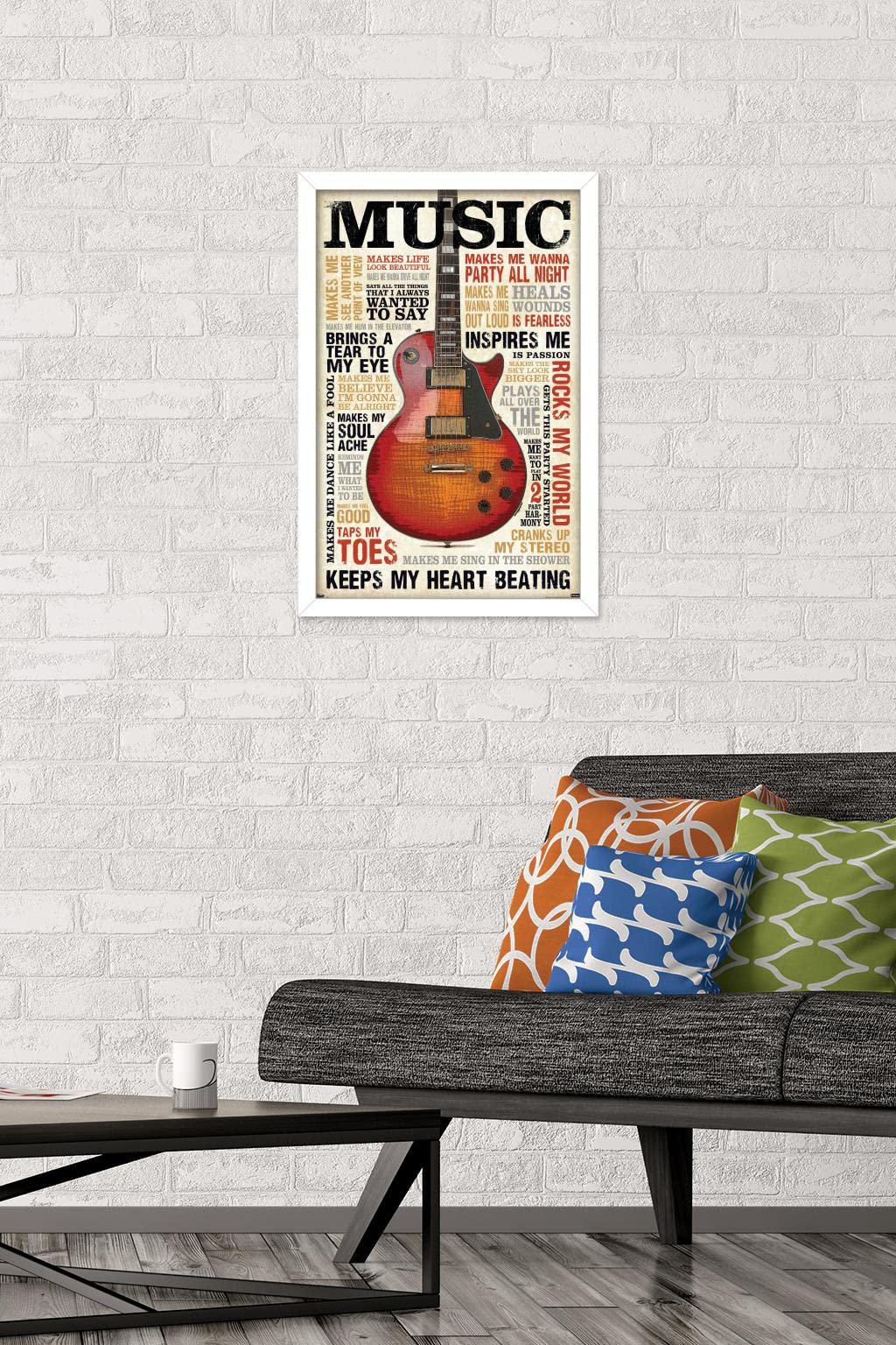 Trends International Music Inspires Me Wall Poster, 14.725'' X 22.375'', White Framed Version