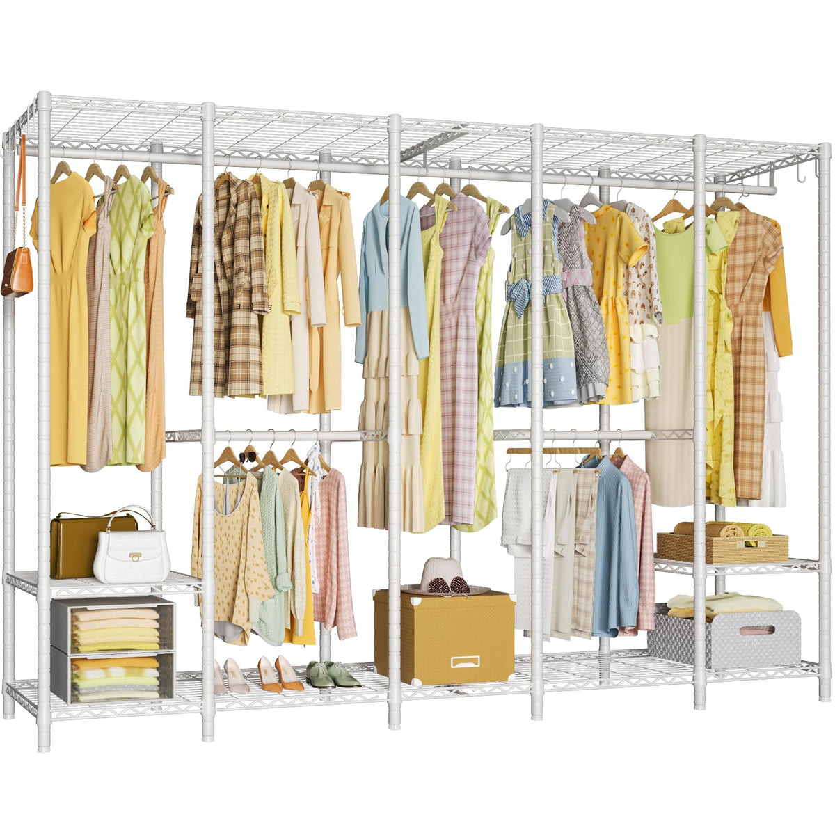Ulif H50 Garment Rack Heavy Duty Clothes Rack, Freestanding Extra Large Portable Closet Wardrobe Rack, Clothing Racks For Hangin