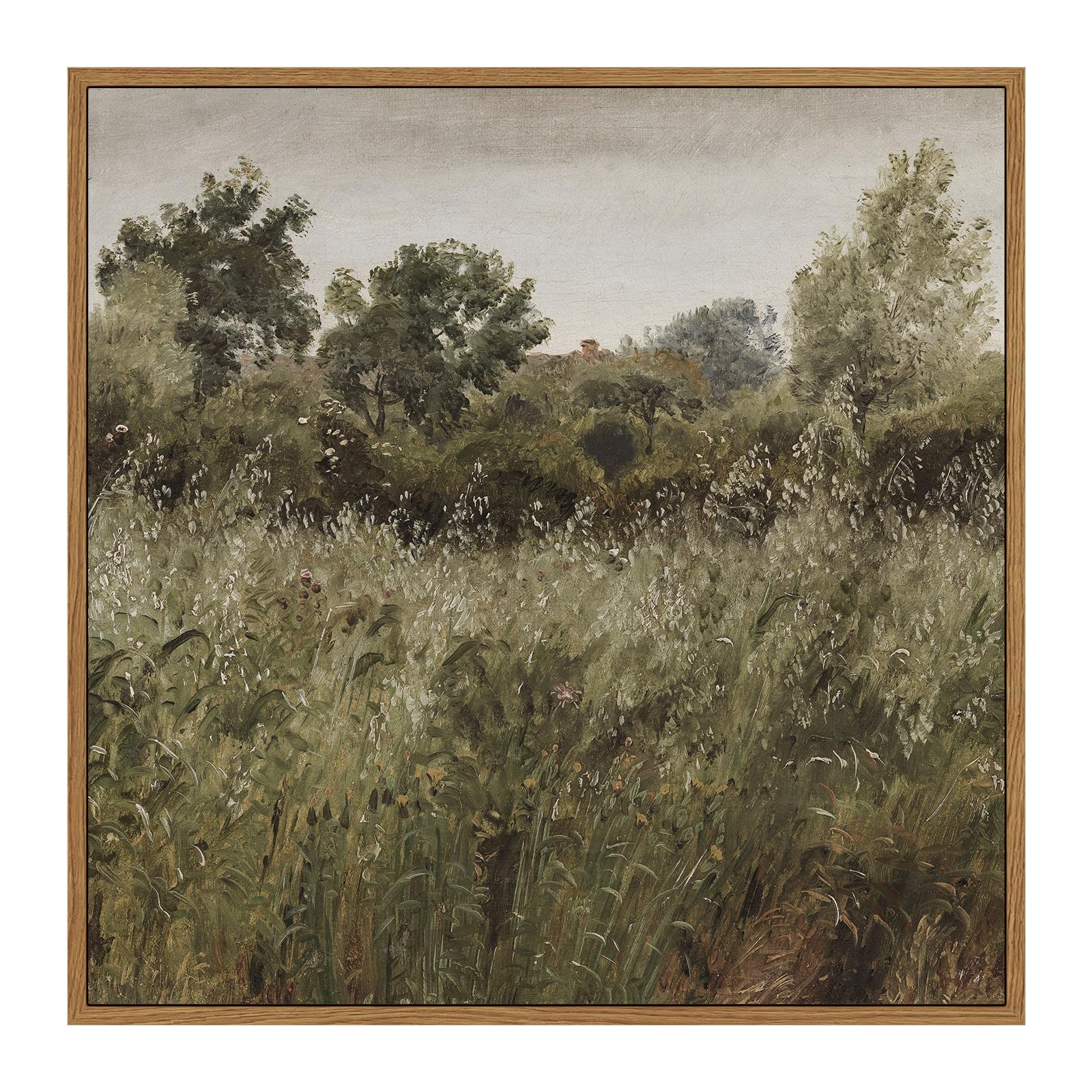 Insimsea Square Framed Canvas Wall Art, Vintage Farmhouse Natural Field Wall Art Prints, Desk Decor, Classical Oil Paintings Hom