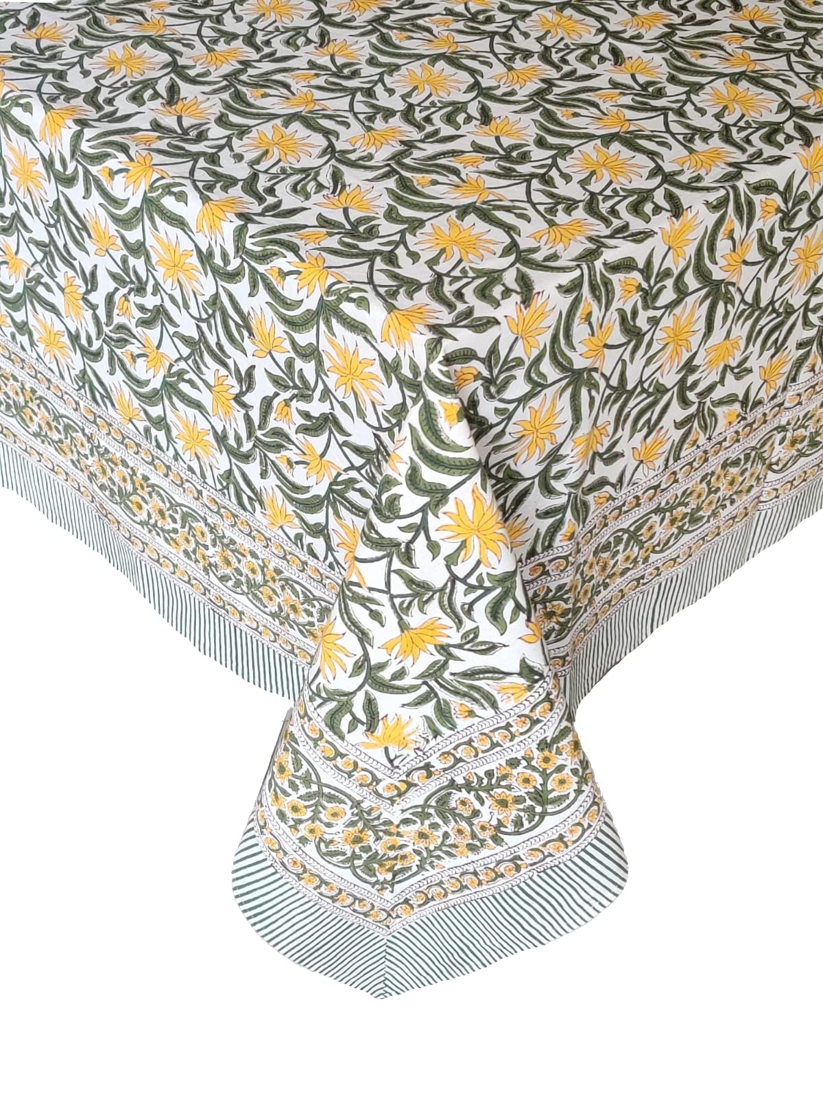ATOSII Noor 100% Cotton Boho Square Tablecloth, Handblock Floral Print Linen Table Cloth for Dining Table I Tabletop I Parties