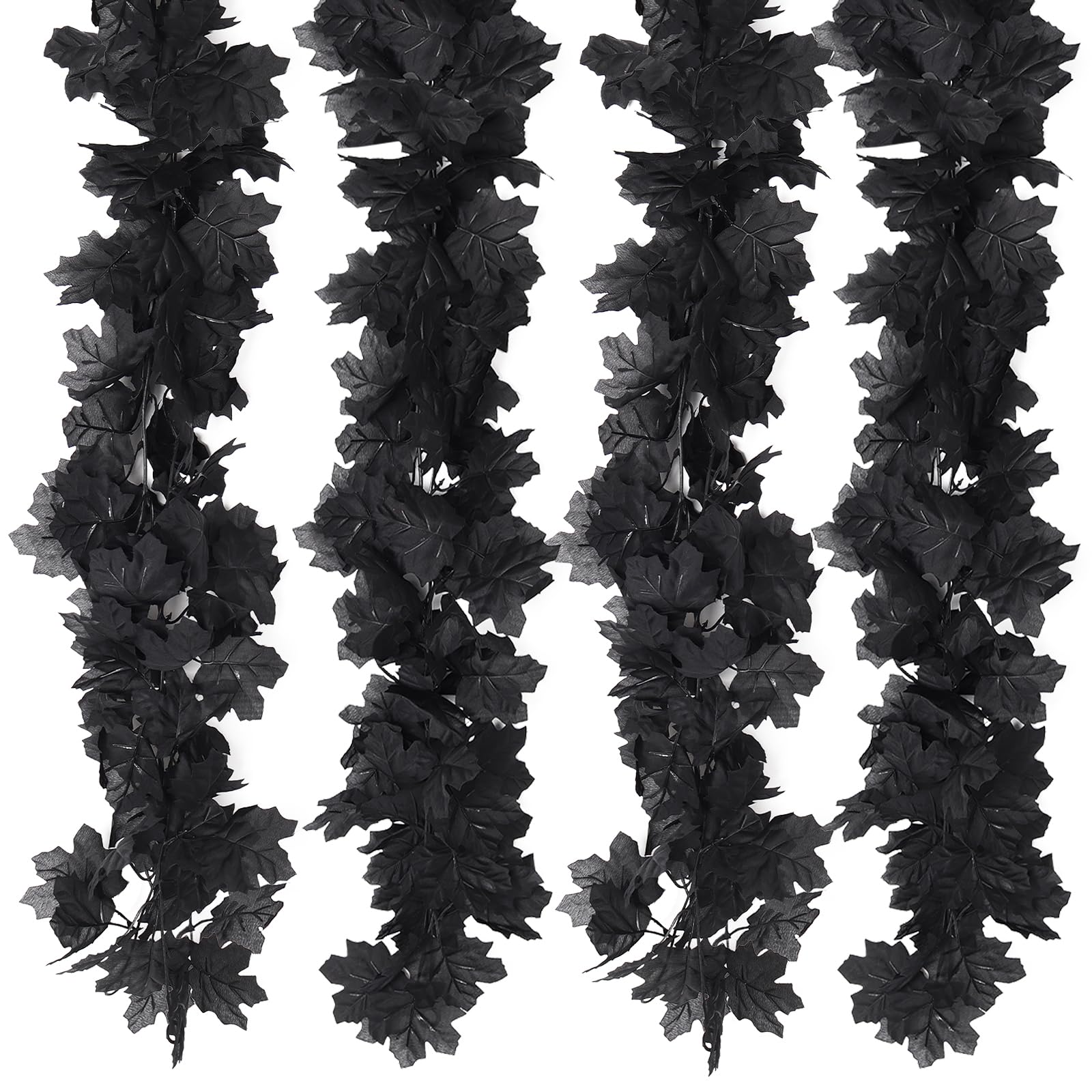 Fall Decor Black Garland, Black Decorations Halloween Garland, Fall Wall Hanging Maple Leaves, Artificial Black Maple Leaf Vine,