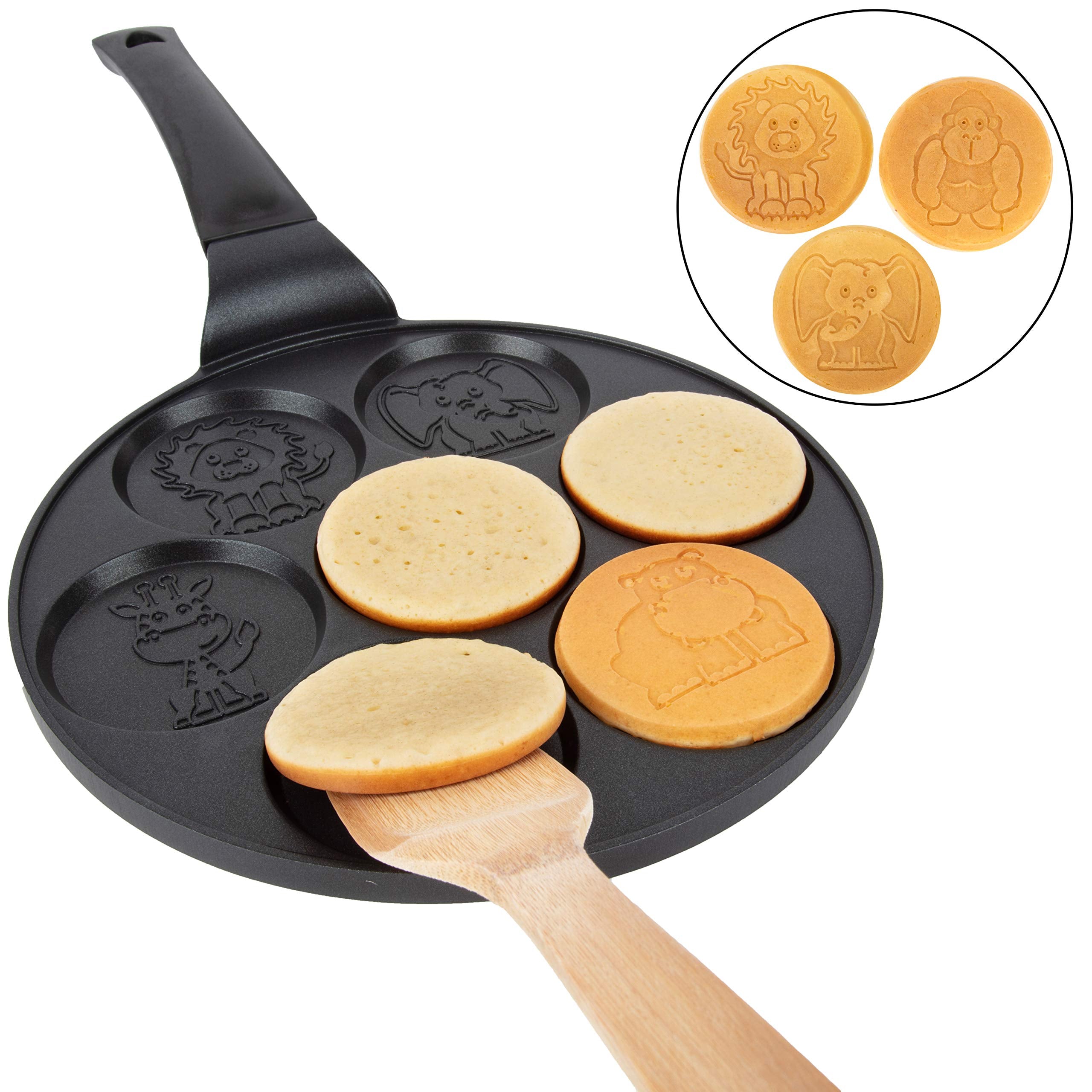 Animal Mini Pancake Pan - Make 7 Unique Flapjack Zoo Animals, Including A Elephant, Giraffe And More- Nonstick Pan Cake Maker Gr