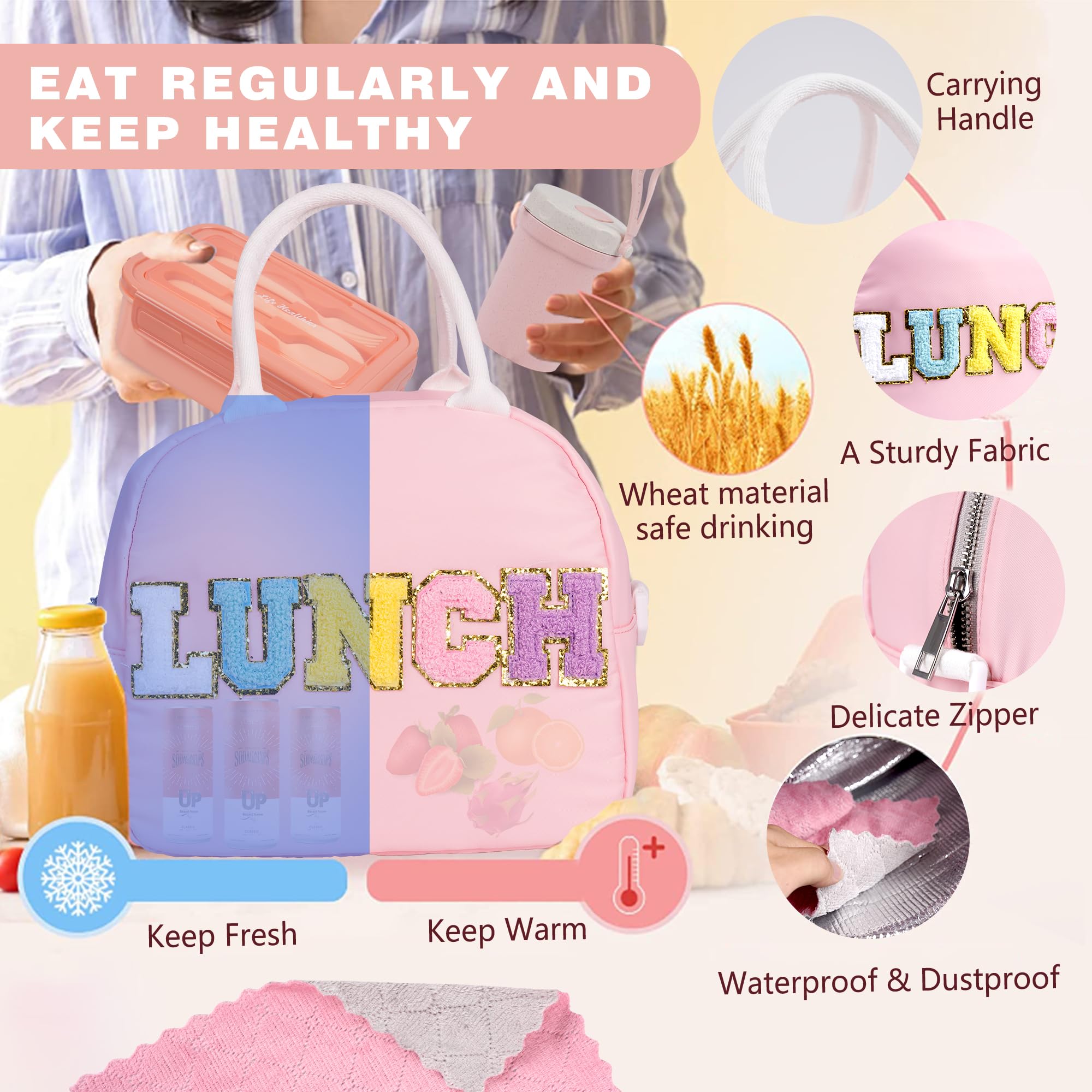 Kolewo4Ever 17 Pieces Bento Box Lunch Box Kit,Large Insulated Lunch Bag 3 Layer Stackable Leakproof Lunch Box Containers With Cu