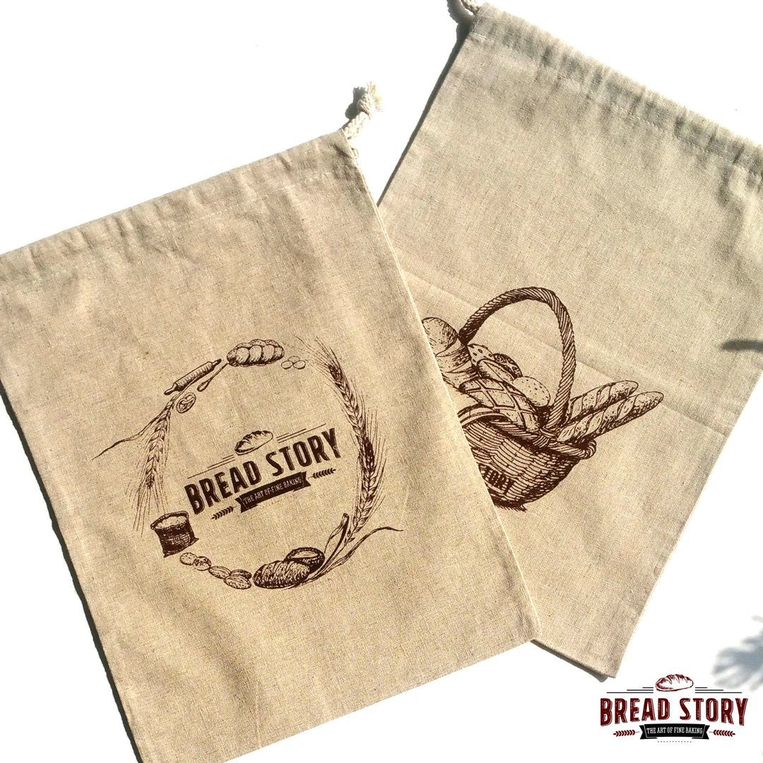 Bread Story Natural Linen Bread Bags - 2-Pack Large 11x15in, Beige, Reusable Food Storage for Artisan Bread, Housewarming Gift