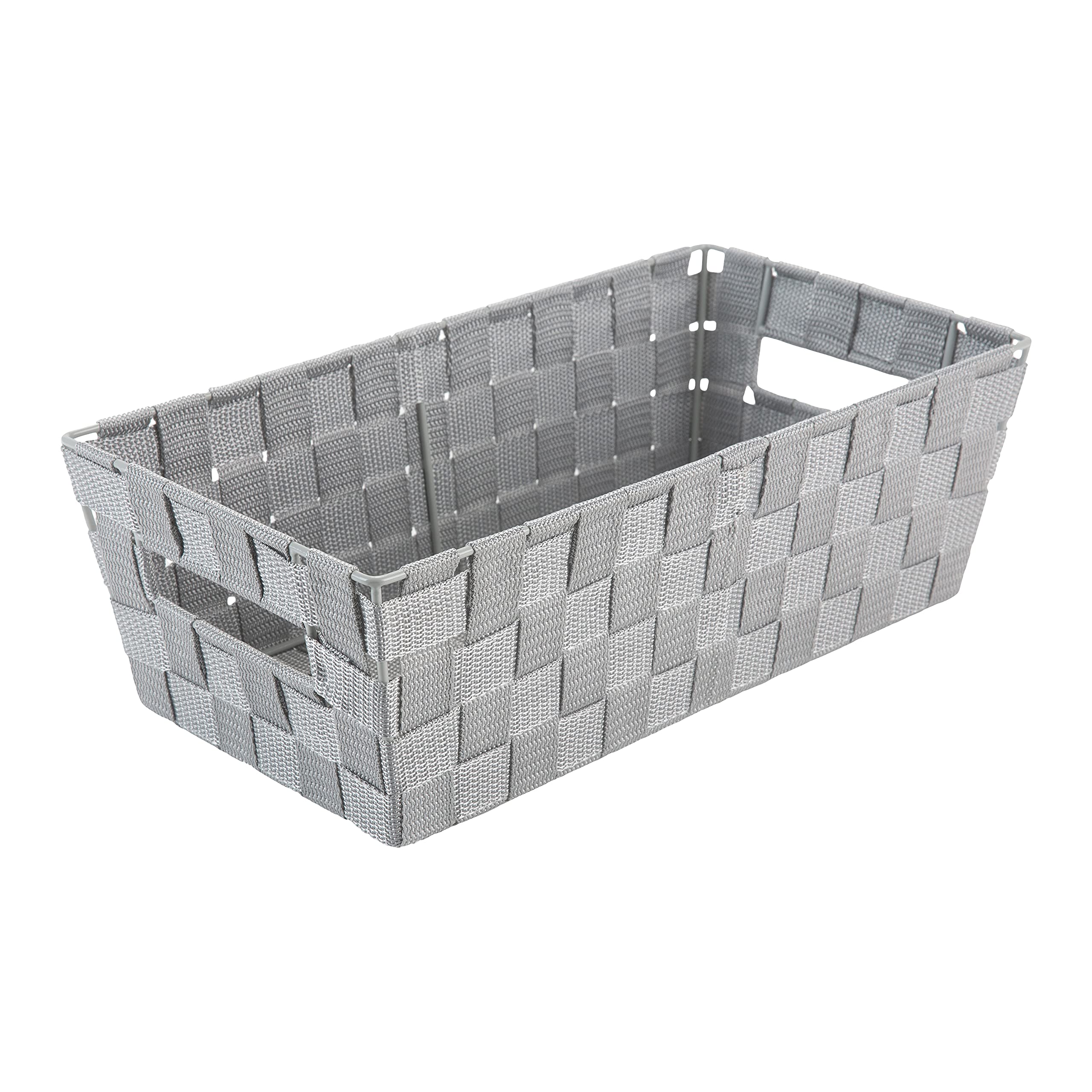 Simplify Extra Long Shelf Woven Strap Tote  Decorative Storage Basket  Built In Handles  Organization  Closet  Bedroom  Bathroom