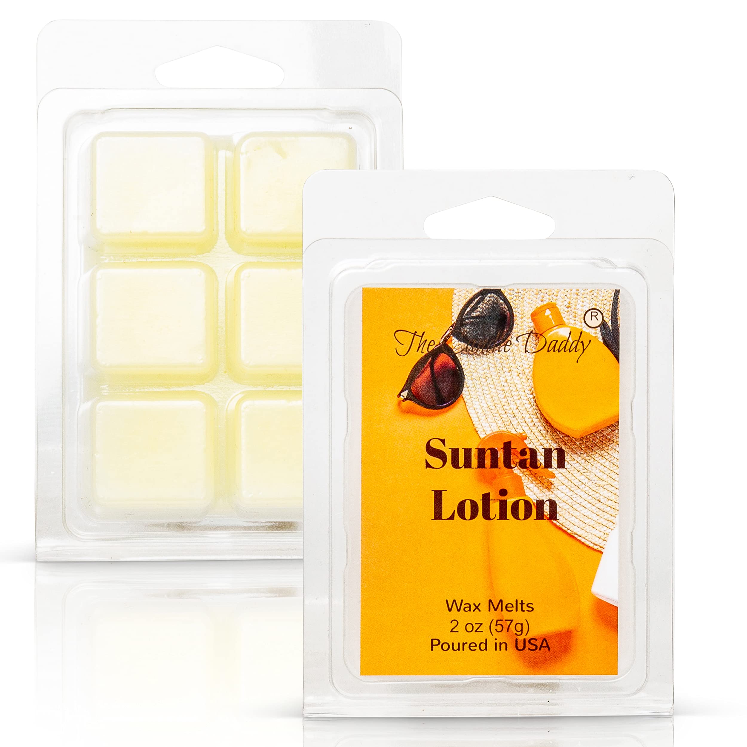 The Candle Daddy - Suntan Lotion - Tropical Sun Tan Lotion Scented Melt- Maximum Scent Wax Cubes/Melts- 1 Pack -2 Ounces- 6 Cube