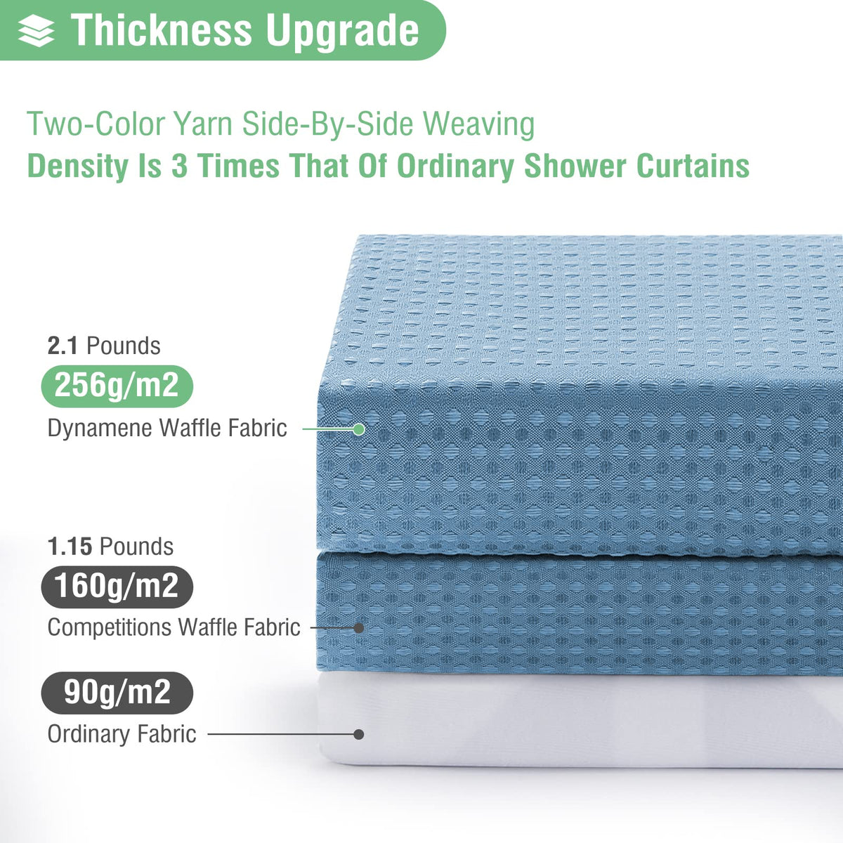 Dynamene Extra Long Shower Curtain - 84 Inch Long Blue Waffle Weave He ...