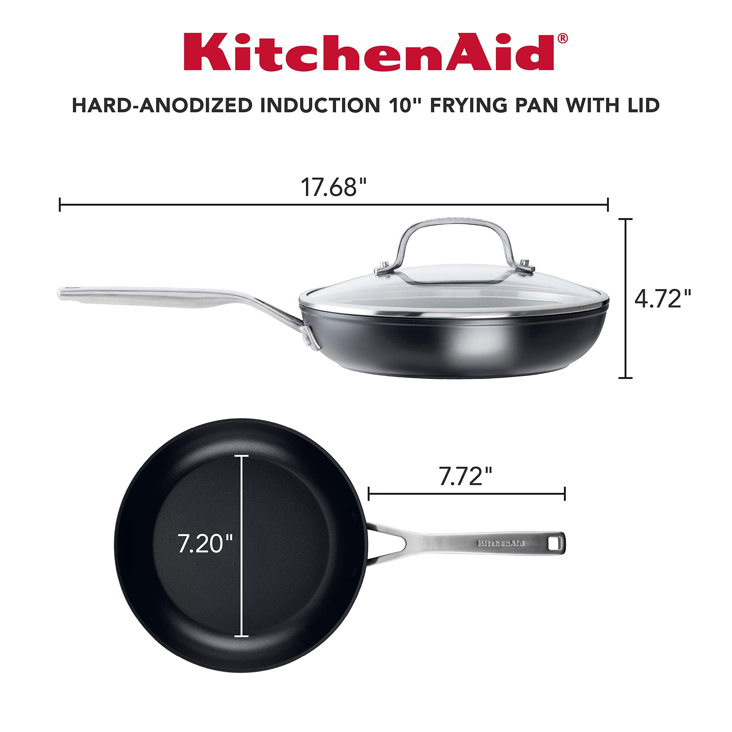 Kitchenaid Hard Anodized Induction Nonstick Fry Pan/Skillet With Lid, 10 Inch, Matte Black
