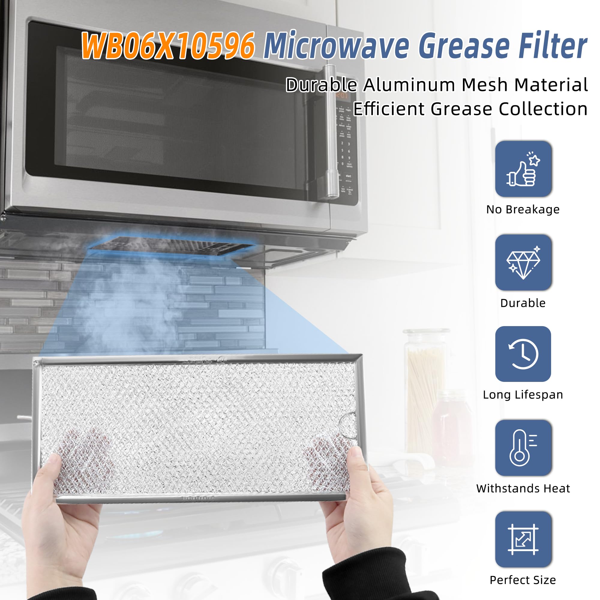 13.3'' X 5.85'' Microwave Grease Filter Replace Wb06X10596 Whirl.Pool S.Amsung G.E Microwaves By Fetechmate, 2-Pack Microwave Fi