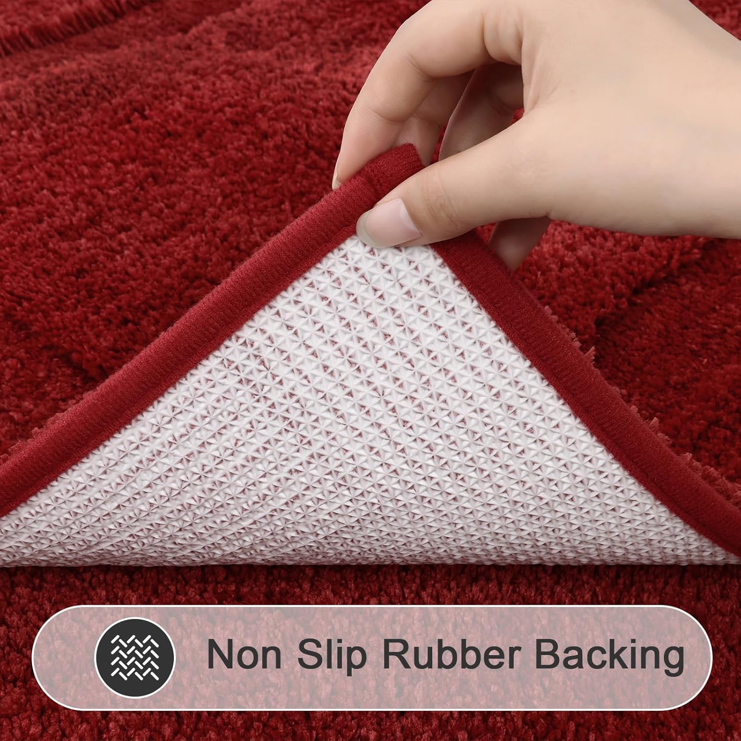 Shacos Bathroom Rugs Sets 3 Piece With Toilet Lid Cover, Non Slip Absorbent Small Bath Mats 16''X24'' U Shape Contour Mat Soft M