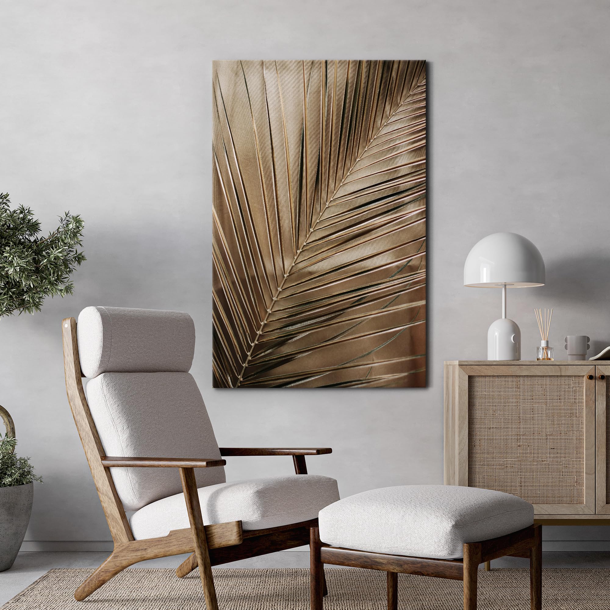 Wall26 Canvas Print Wall Art Modern Golden Palm Leaf Luxurious Botanical Nature Wilderness Photography Modern Art Decorative Cou