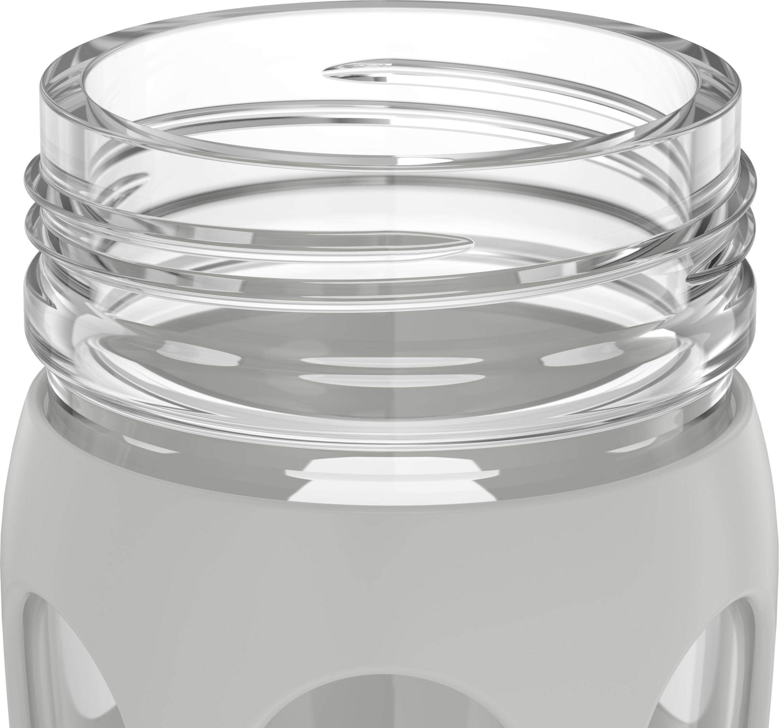 Lifefactory 22-Ounce Active Flip Cap Glass Water Bottle, 22Oz, Cool Grey