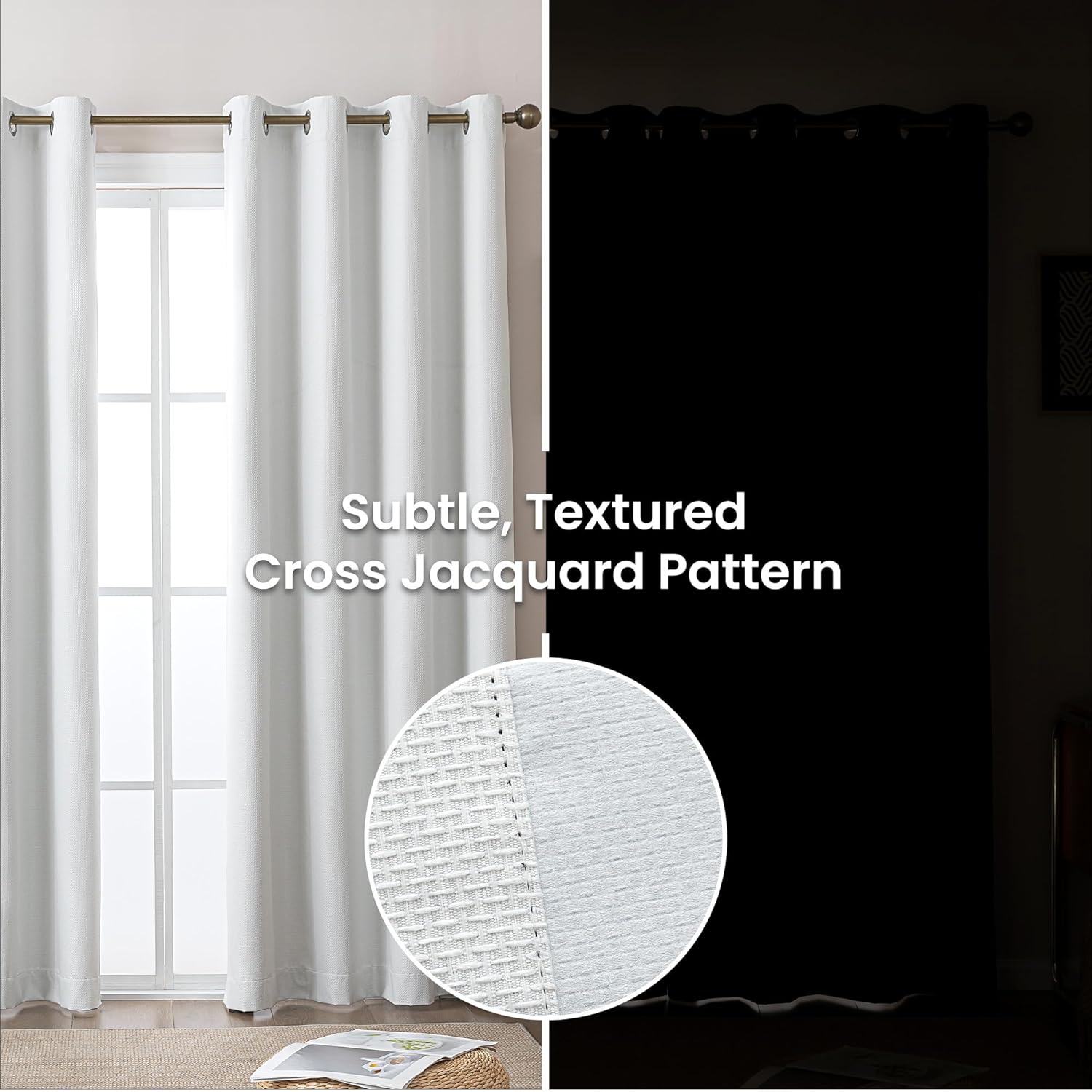Printed Modern Farmhouse Blackout Curtains for living Room - White