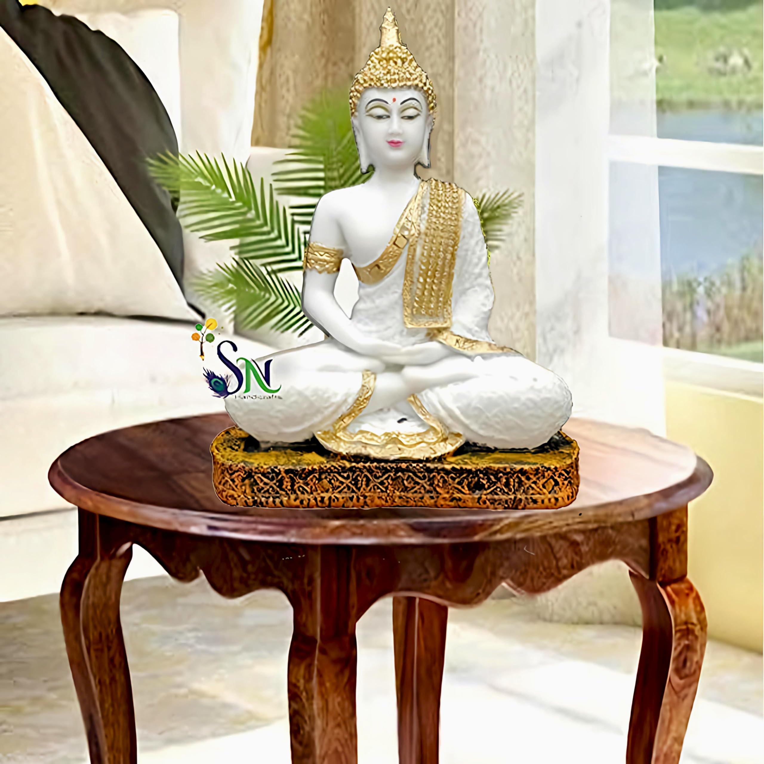 Sn Handicrafts Sitting Polystone Home Decor Decoration Buddha Idol Statue Showpiece Gift Gifting Item Buddha Idol Statue Showpie