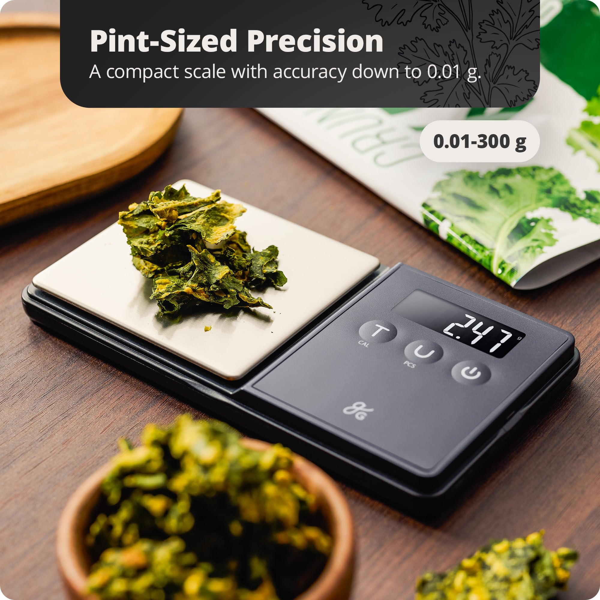 Greater Goods Precision Pocket Scale - 300 X 0.01G, Digital Milligrams Scale With 6 Units For Jewelry, Coins, Herbs, Food And Sm