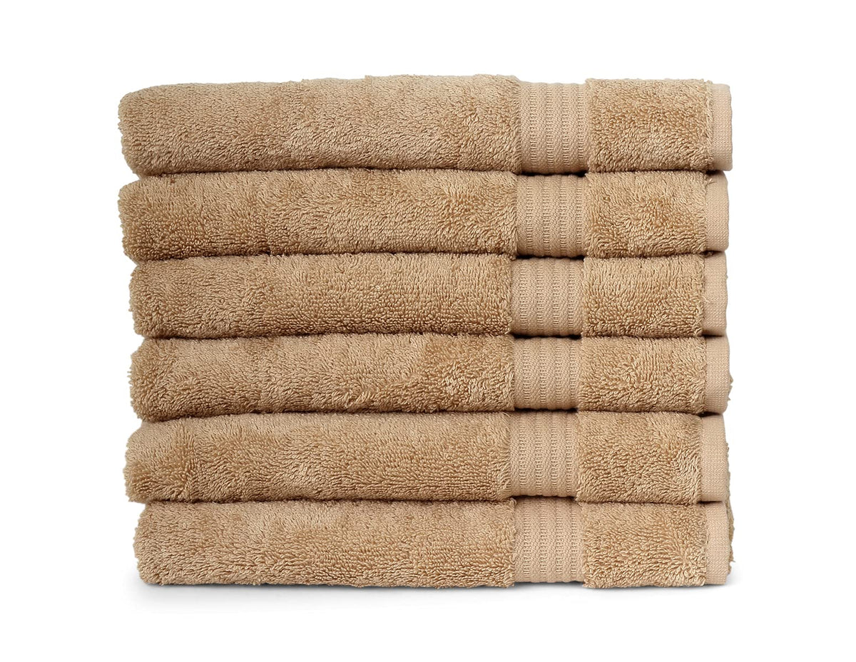 Towelselections Soft And Absorbent Towels Cotton For Bathroom Hotel Shower Spa Gym, 6 Hand Towels Beige