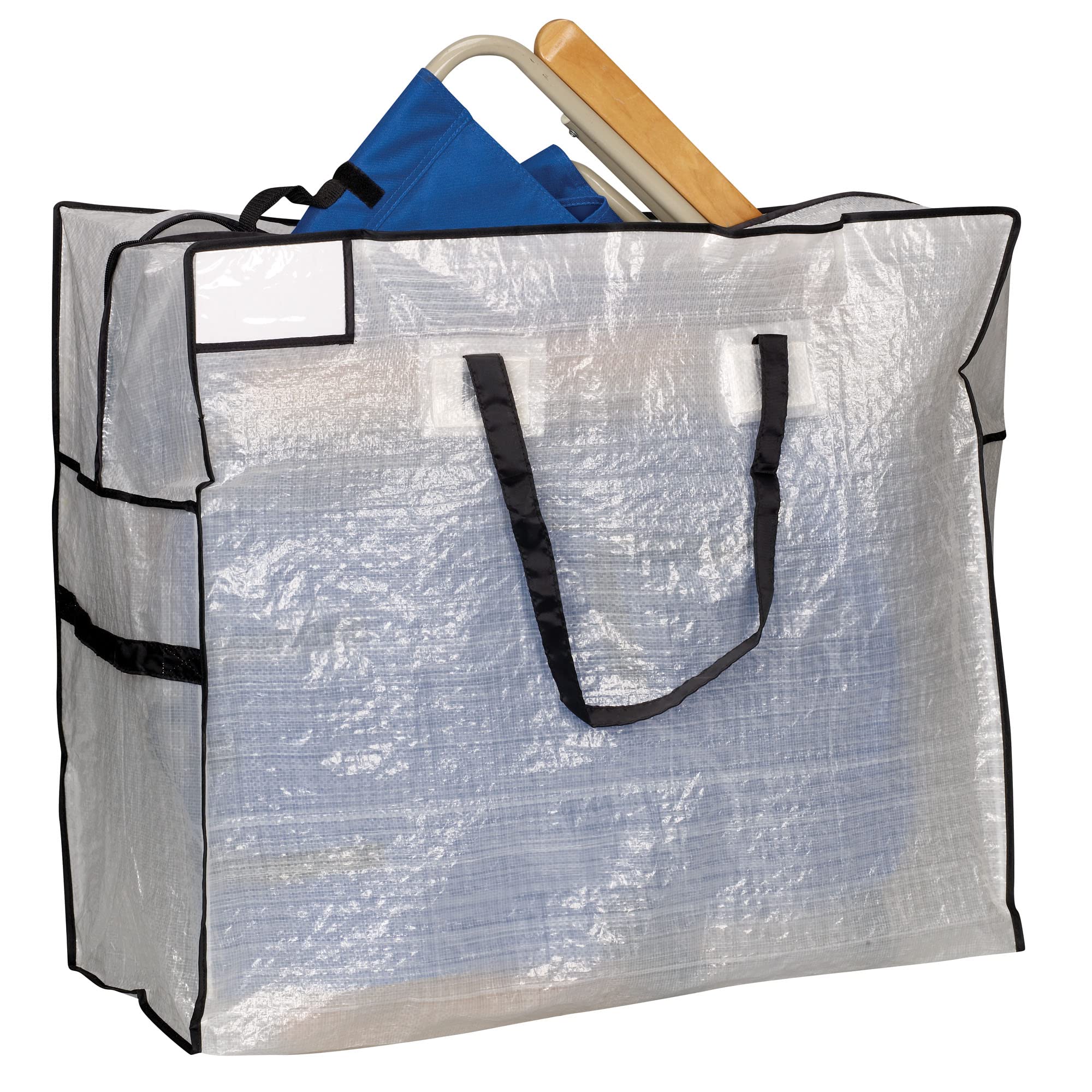 Household Essentials 2622 MightyStor Large Storage Bag with Handles  Clothing and Linen Storage Bag  White Tarp with Black Trim
