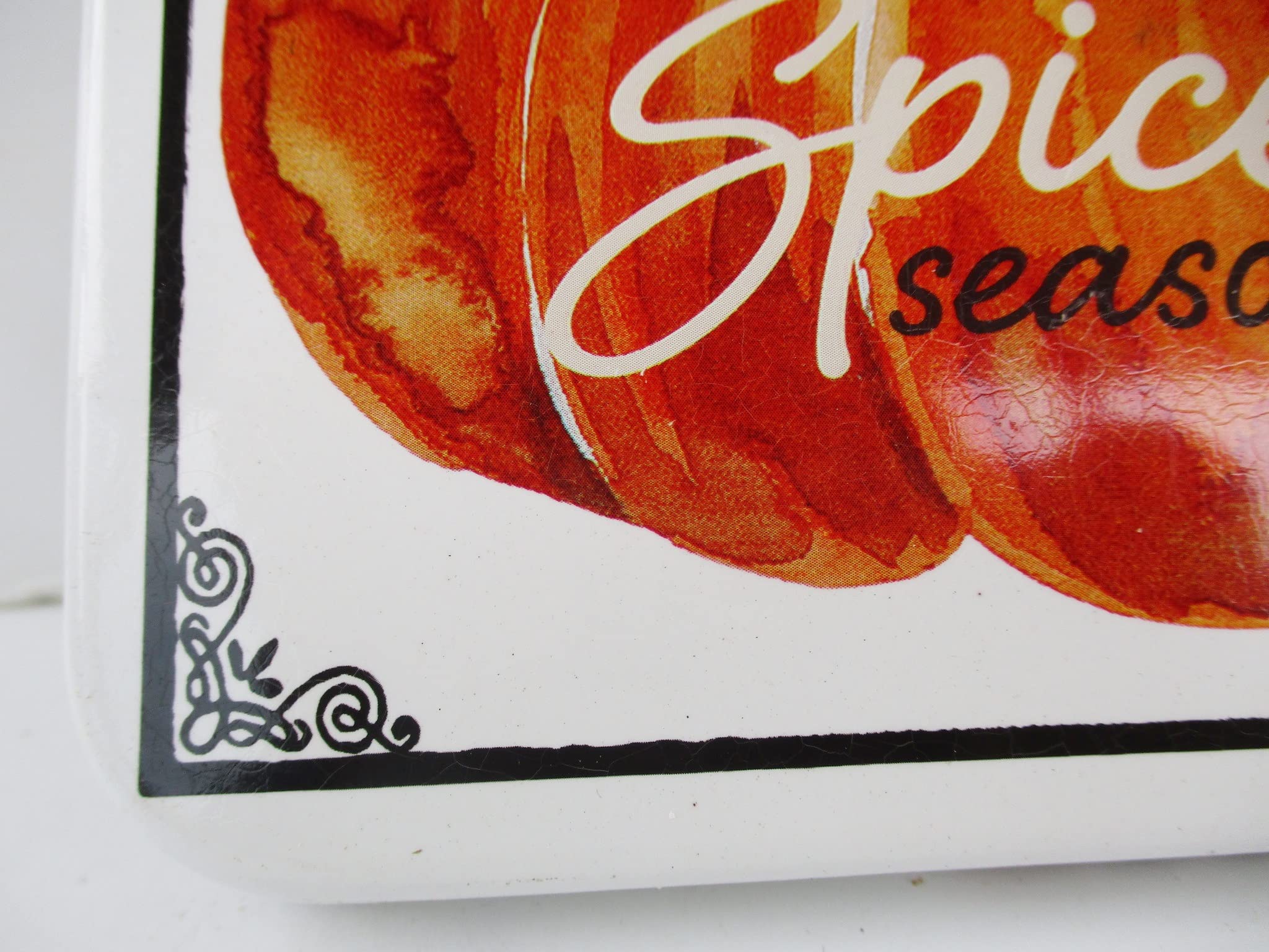 Craft Supply Fall Autumn Thanksgiving Metal Decor Sign - Small White Hanging Wall Decor - 5 x 5 Inches (Pumpkin Spice Season)