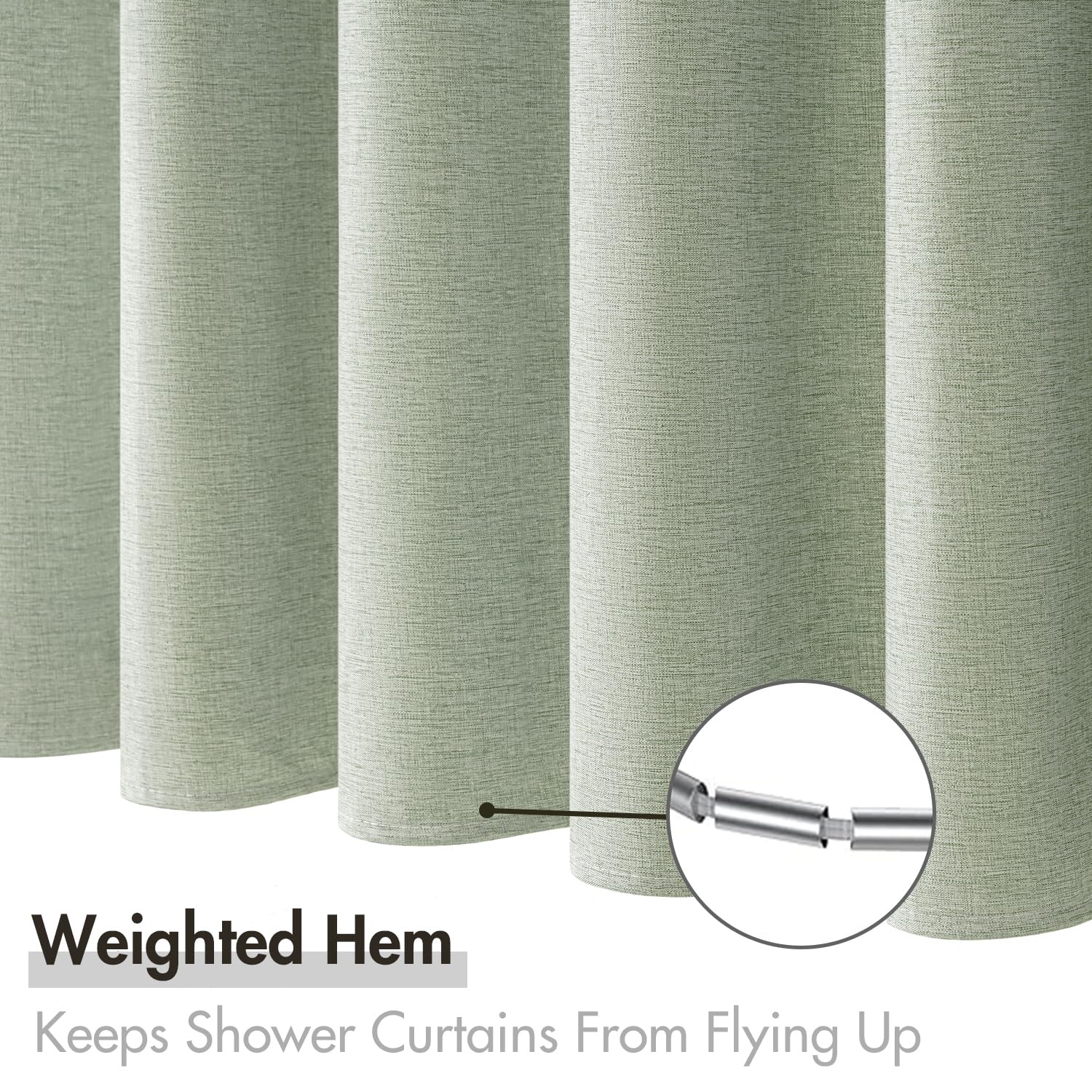Miulee Stall Linen Spring Shower Curtain With 12 Metal Hooks Small Heavy Duty Washable Fabric Curtain Set Waterproof Narrow Thic