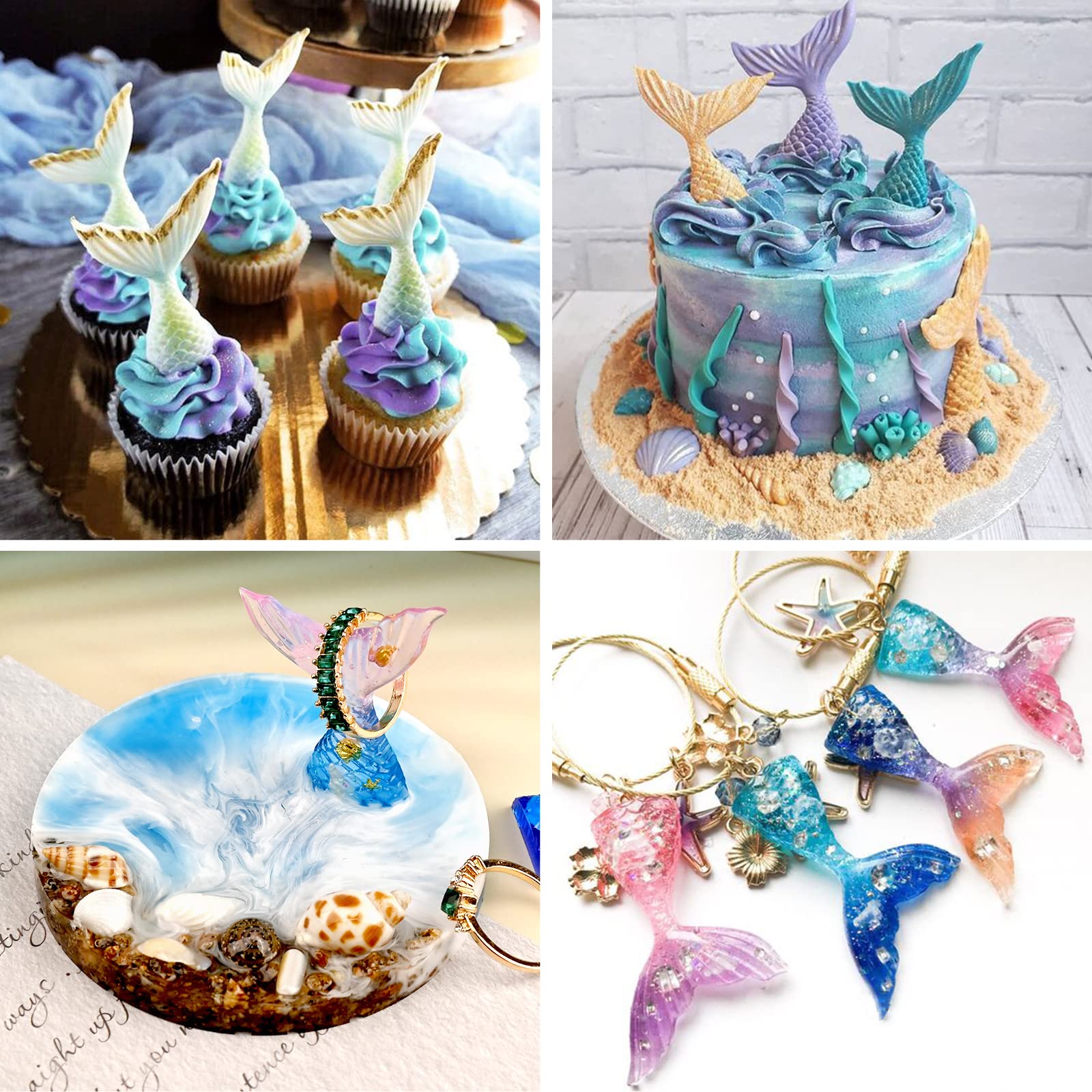 Sakolla Mermaid Tail Molds, Mermaid Molds For Chocolate, Cake Decoration Candy Cupcakes Resin Gummies, Set Of 2
