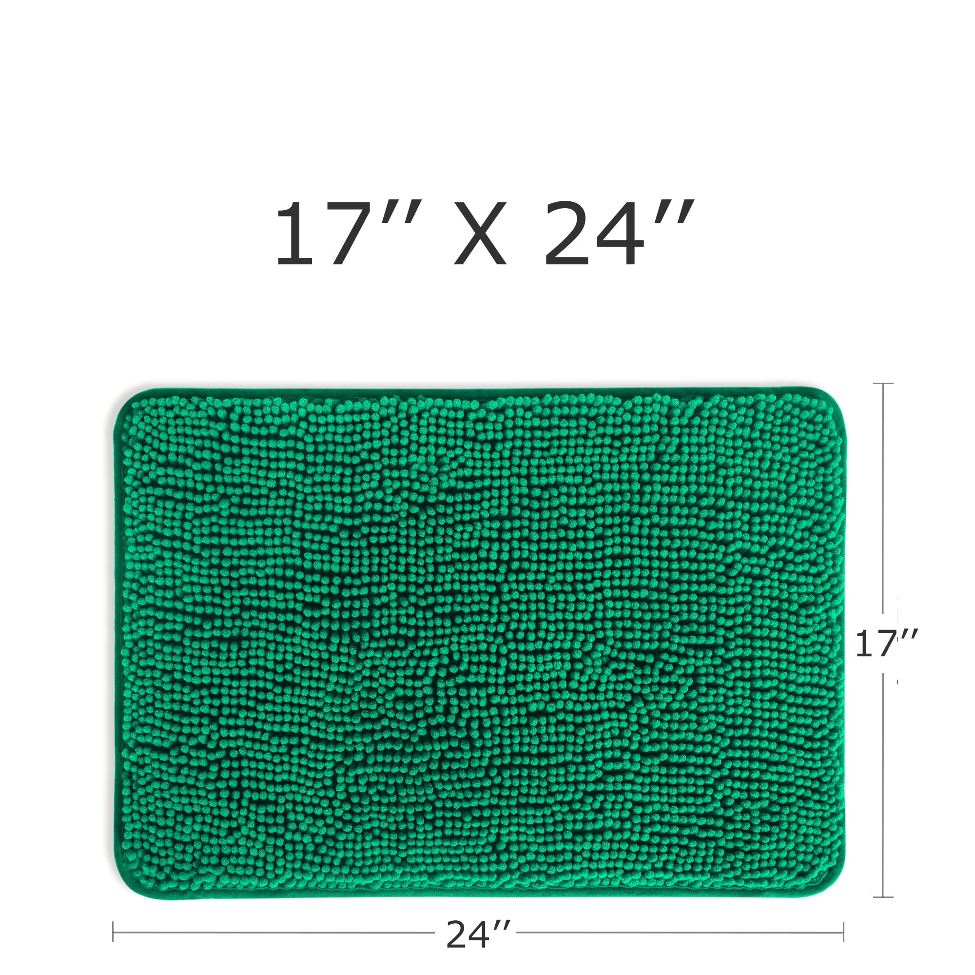 Yeaban Emerald Green Bathroom Rugs - Thick Chenille Bath Mats | Absorbent And Washable Bath Rug Non-Slip, Plush And Soft Rugs Fo