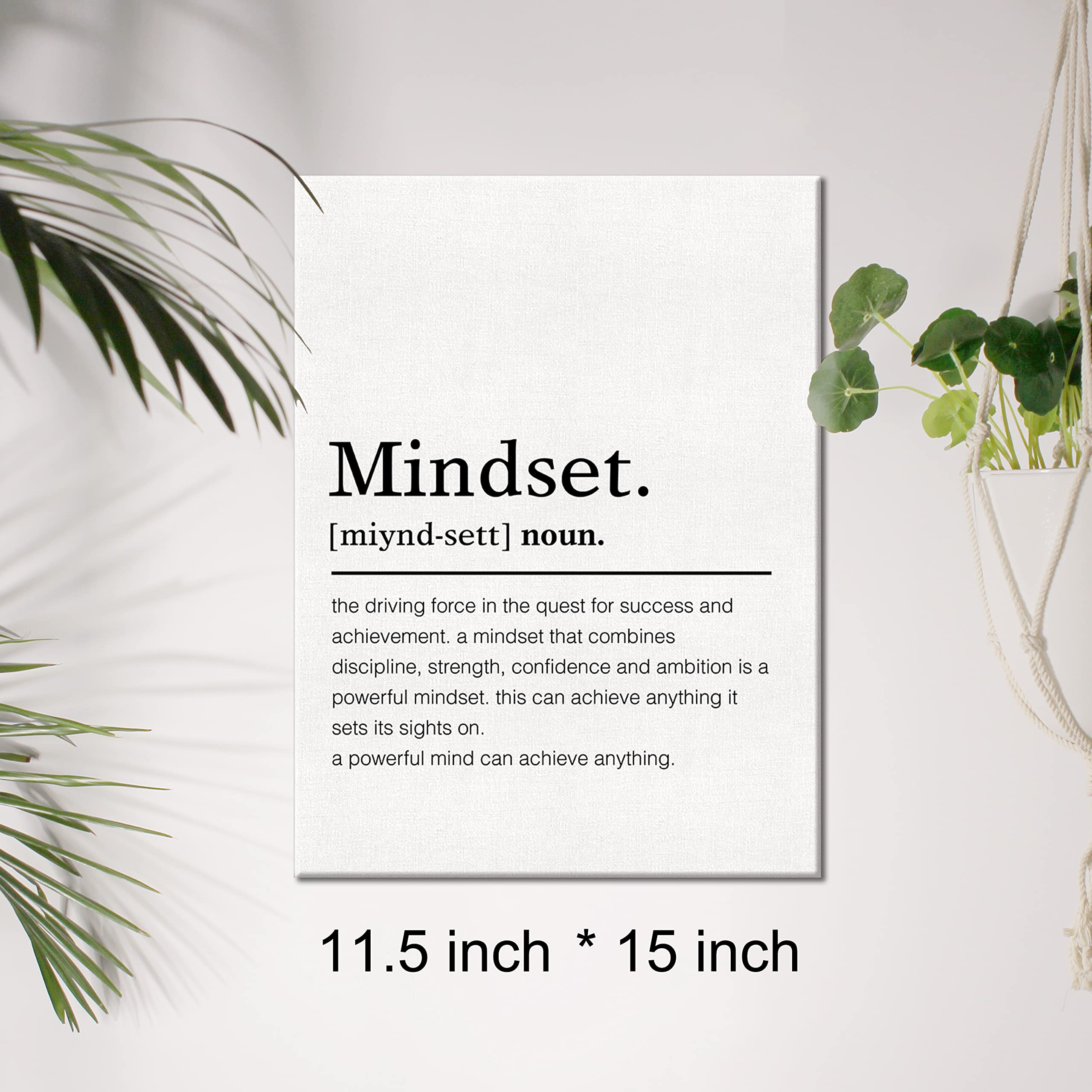 Mindset Definition Canvas Wall Art Motivational Mindset Quote Canvas Print Painting Office Home Wall Decor Framed Gift 12x15 Inc