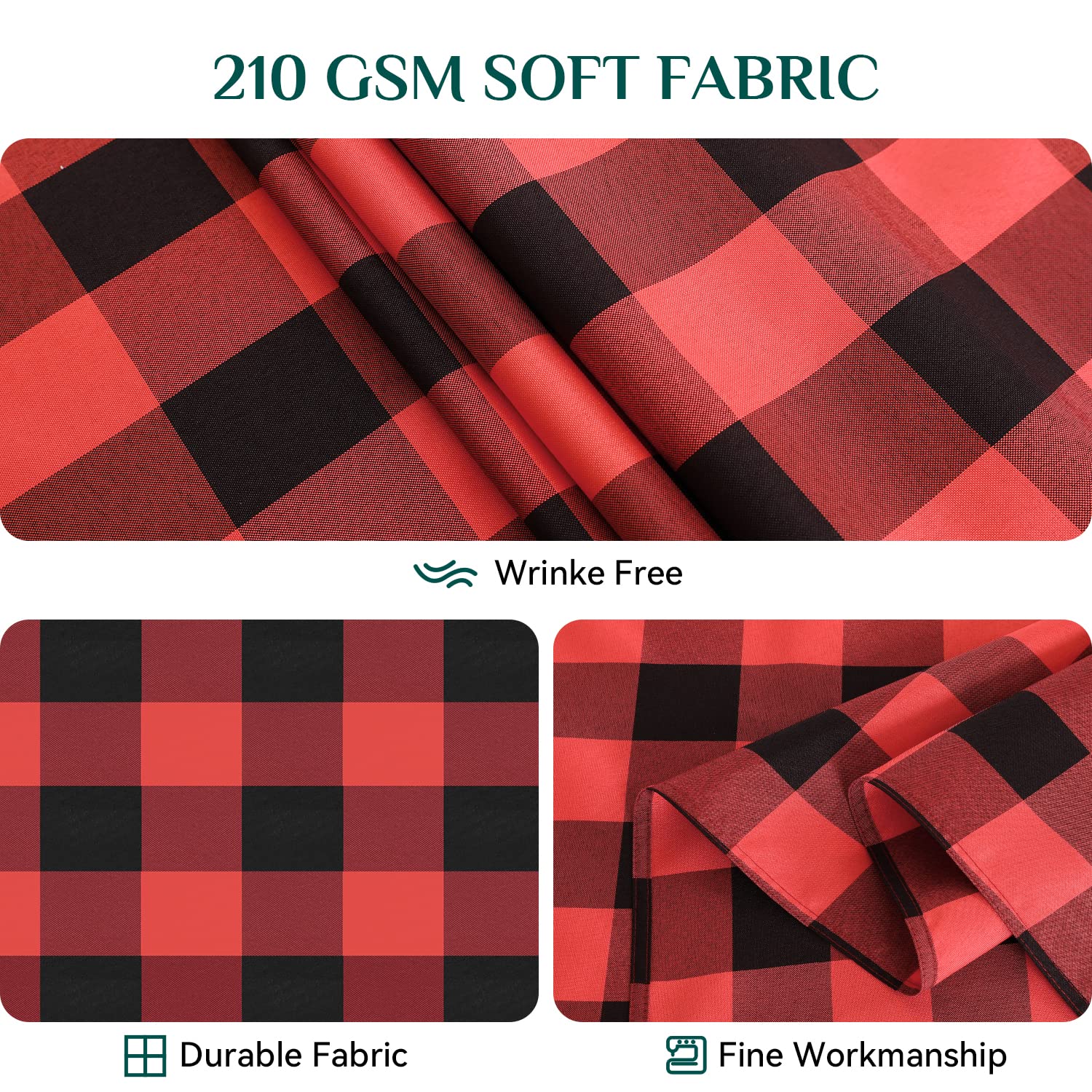 Softalker Christmas Gingham Checkered Rectangle Tablecloth - Buffalo Plaid Farmhouse Table Cloth Waterproof Stain Resistant Tabl