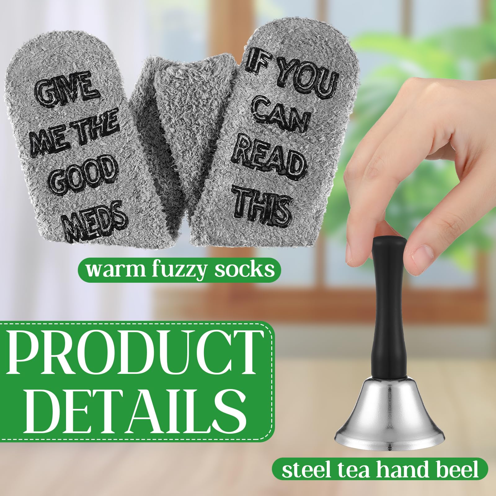 Teenyyou 3 Pcs Funny Get Well Soon Gifts 20oz Hospital Mug Fuzzy Recovery Cotton Socks Silver Steel Tea Hand Bell Surgery Recove