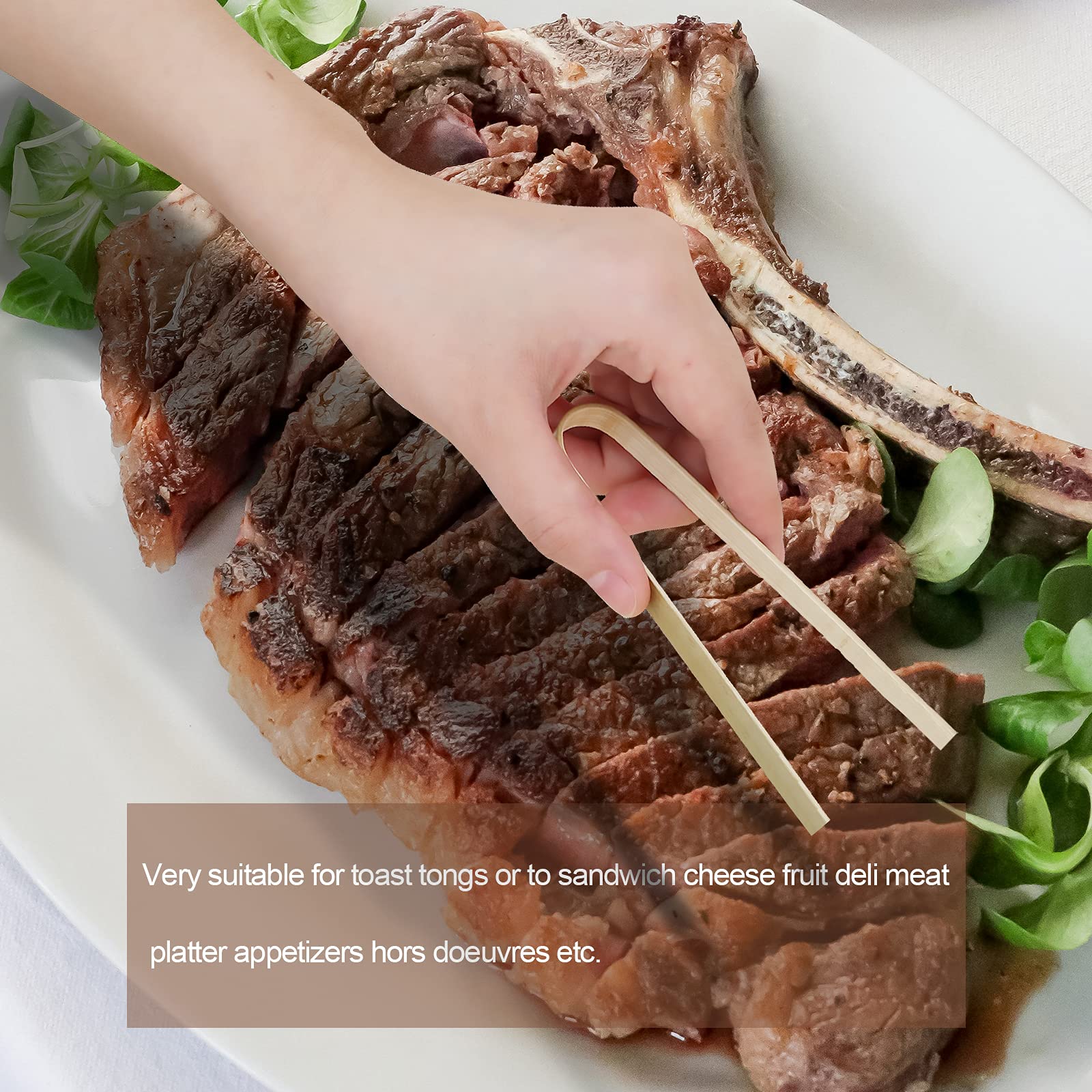 Luter 40Pcs 5.9Inch Wooden Tongs, Disposable Cooking Utensils Mini Bamboo Tongs Natural Toast Tong For Cooking Picking Up