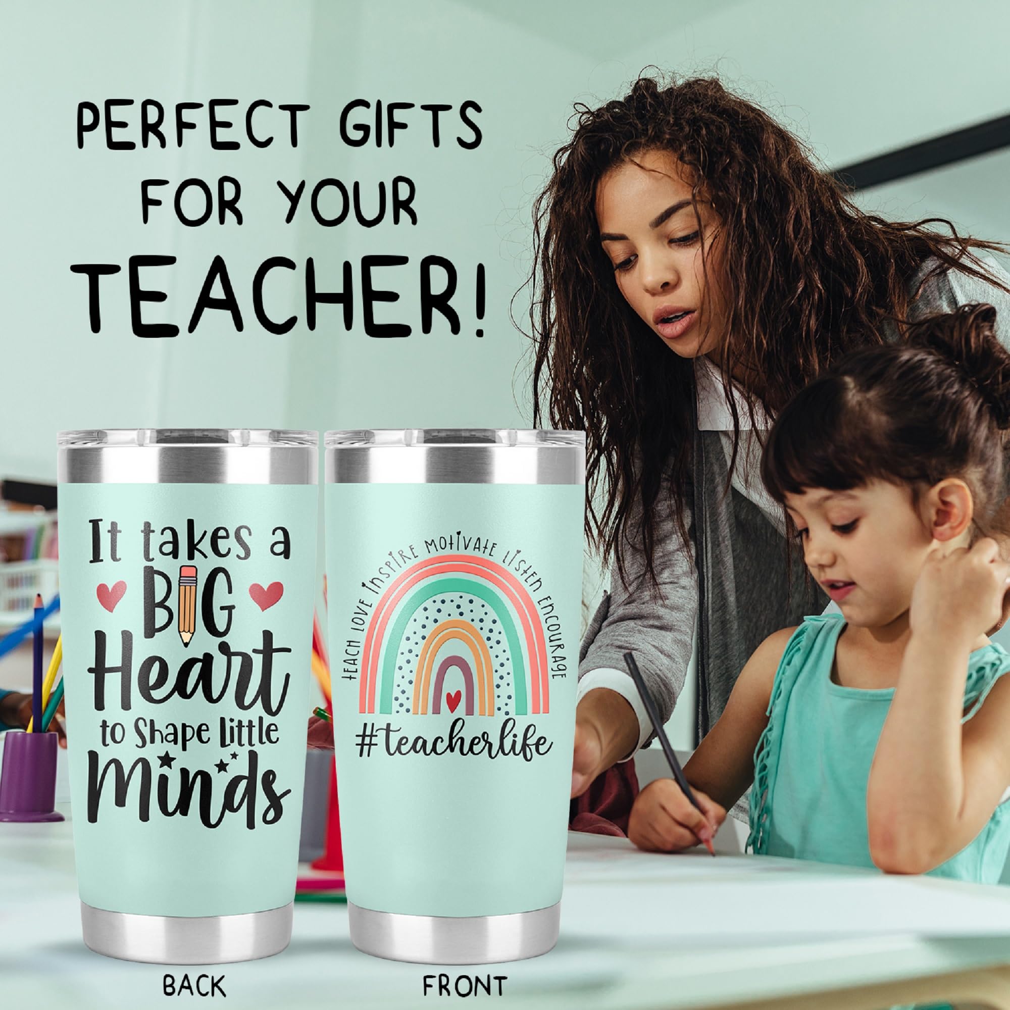 Curtizon Teacher Tumbler Gifts For Women, Teacher Appreciation Week Gifts Birthday Gifts From Students, Back To School, Retireme