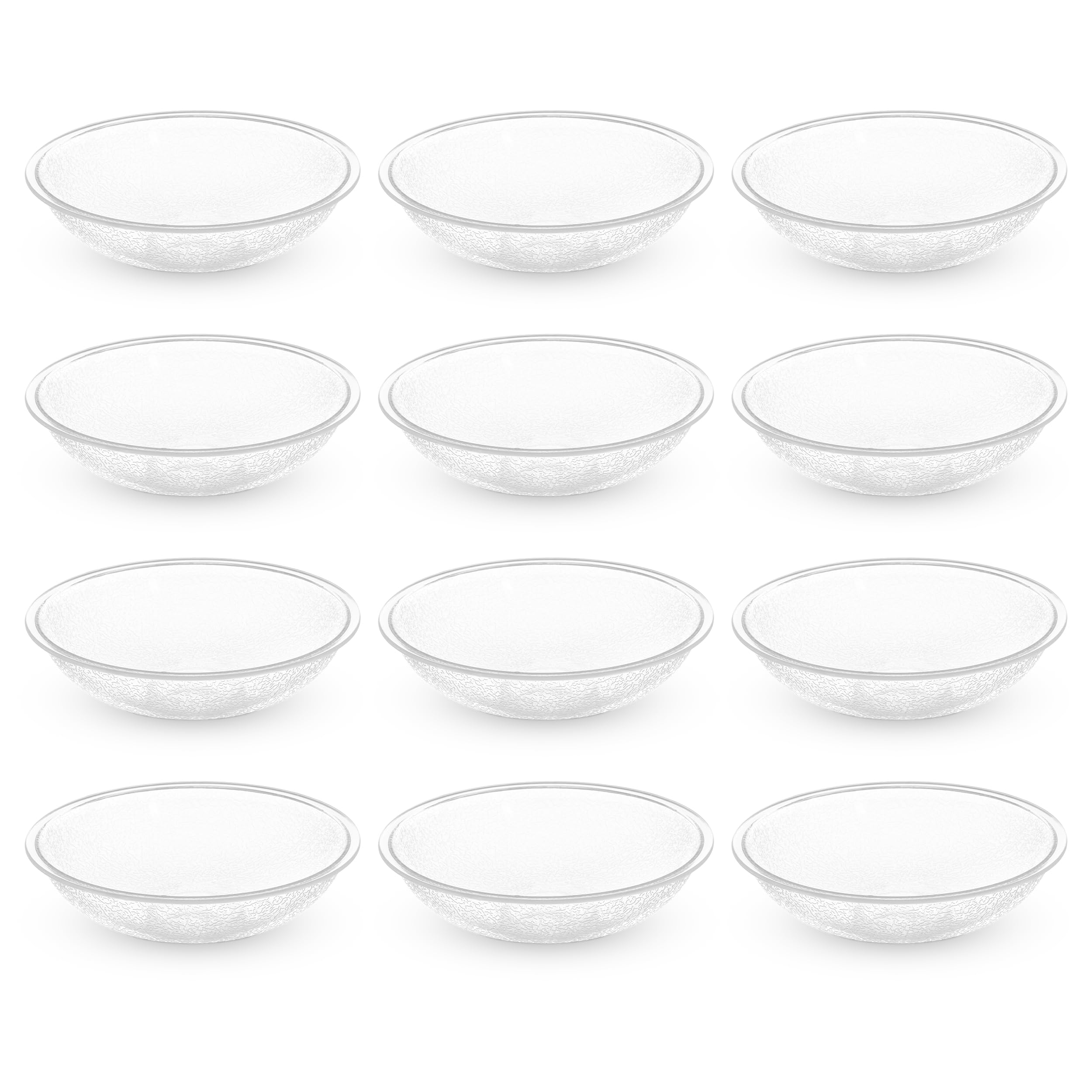 Carlisle FoodService Products 720607 Round Pebbled Salad Serving Bowl, 19.2 oz, Clear (Pack of 12)