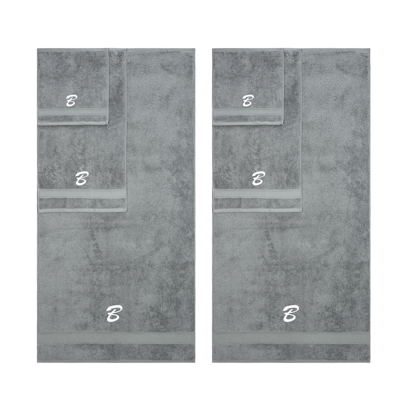 Monogrammed Towel Set, Hotel & Spa Quality, Super Soft, Highly Absorbent, Bathroom Sets, 100% Cotton Personalized 6 Piece Towel