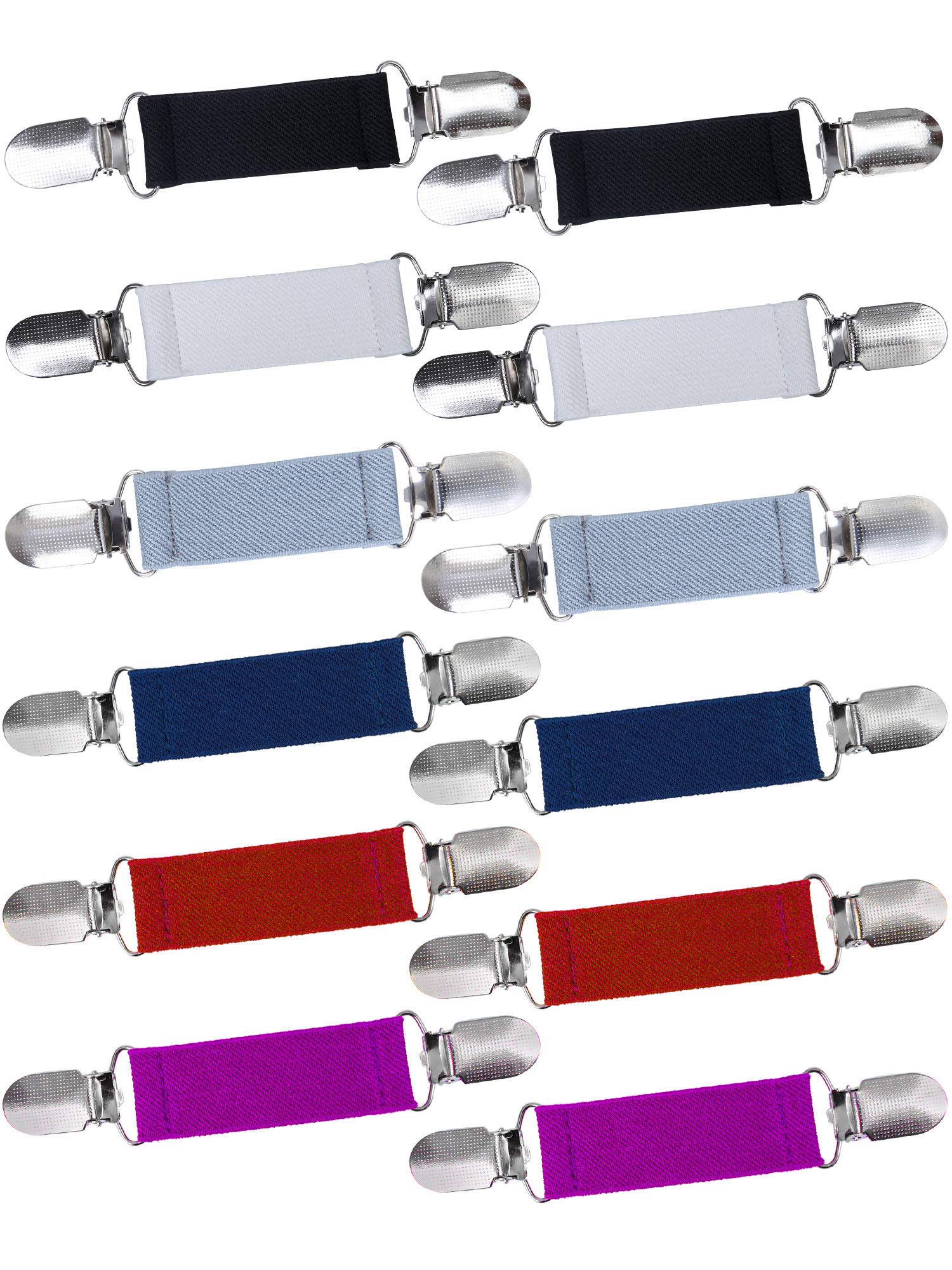 Ruisita 12 Pieces Fashion Fit Dress Clips Stainless Steel Elastic Clip Garments Glove Clips