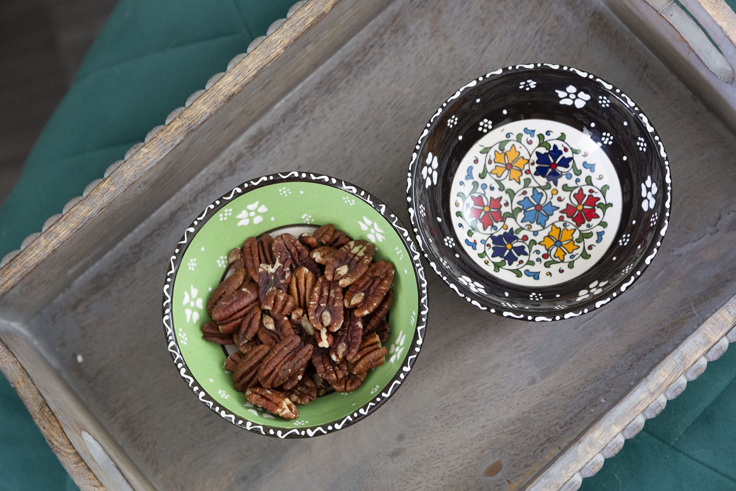 Ceramic Dessert Bowls Set Of 2 - Cute Bowls For Dessert, Appetizer, Dips, Candy, Small Fruits, Nuts, Ice Cream, Rice - Colorful