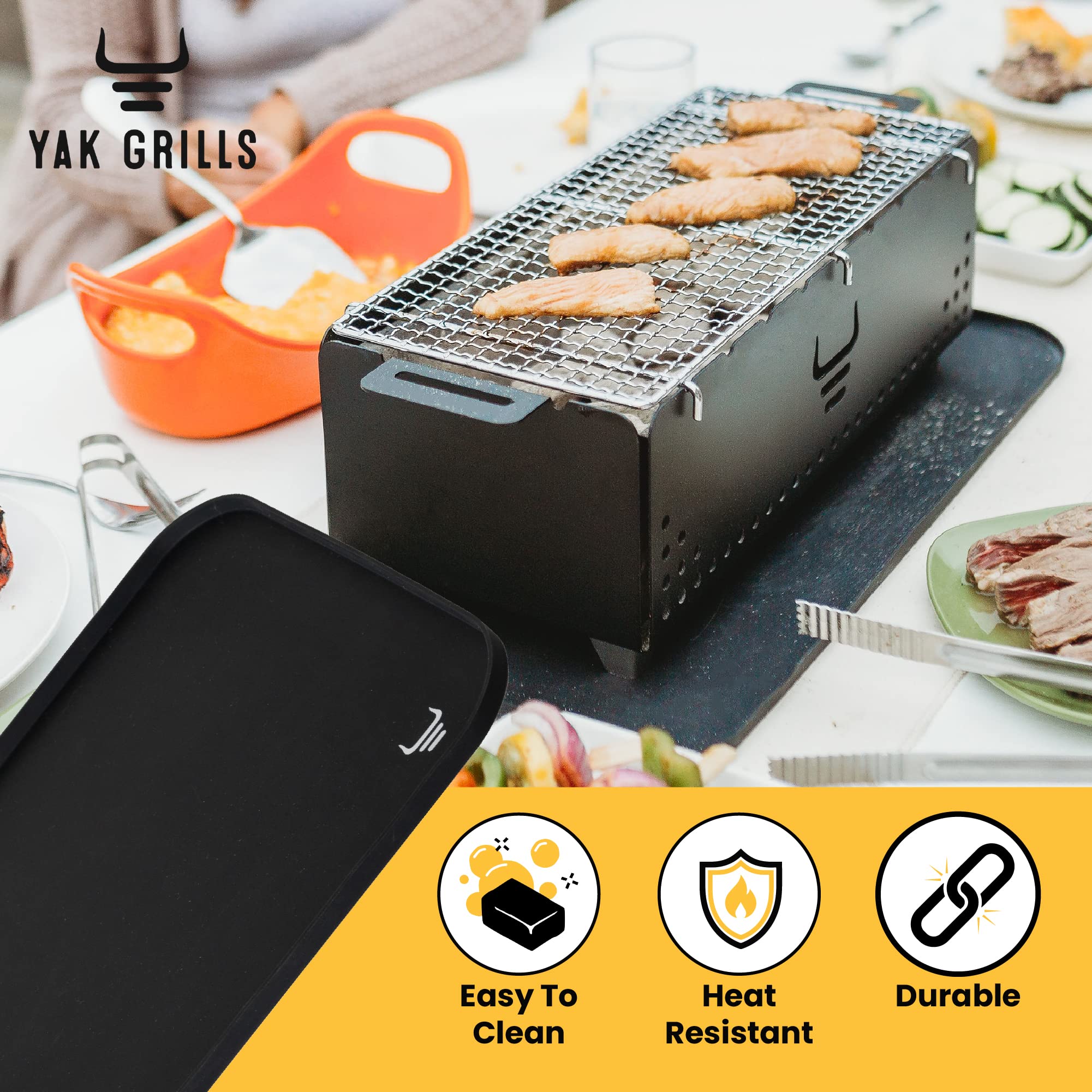 Genuine Yak Grills Silicone Mat Designed For The Yak 400 Series |Durable And Heat-Resistant Black Silicone Trivet | Keeps Grilli