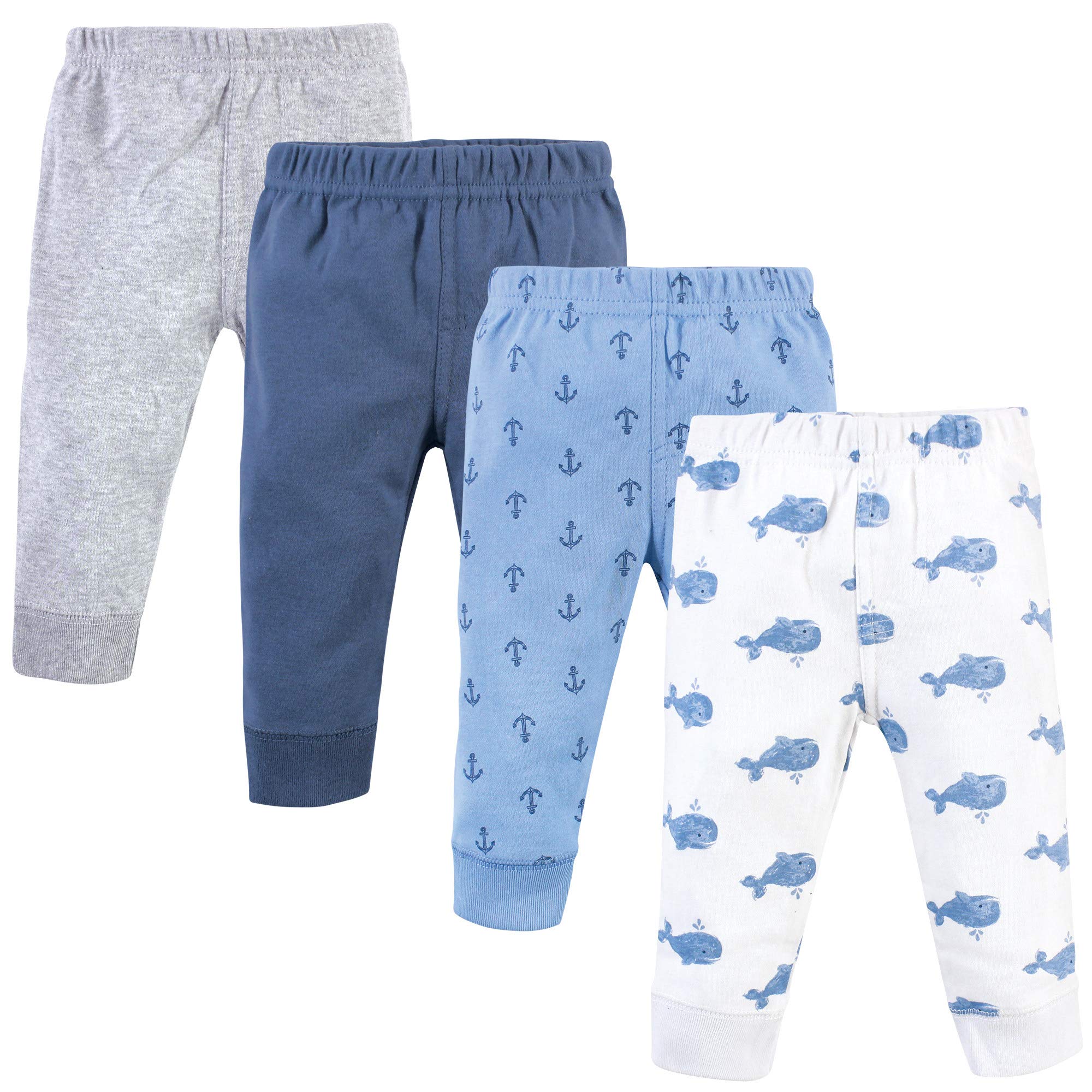 Hudson Baby Unisex Baby Cotton Pants And Leggings Blue Whales, 3 Toddler