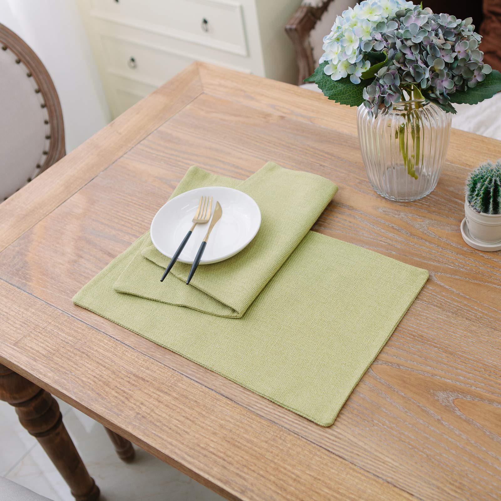 Natus Weaver Set Of 4,Soft Caddice Faux Linen 2 Side Place Mats Heat Resistant Dining Table Place Mats Kitchen Table Mats 12 X 1