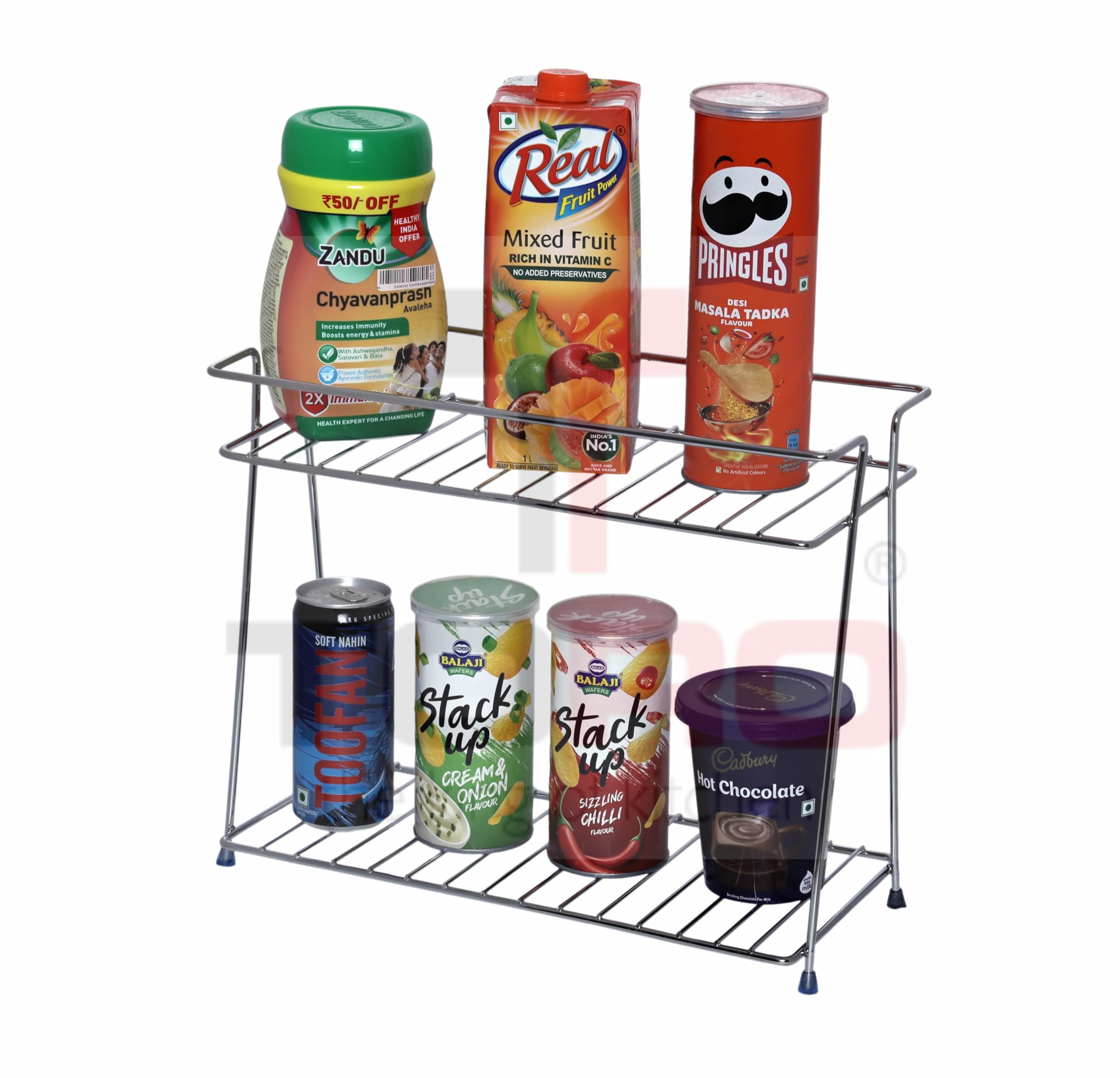 Toro Stainless Steel 2Tier Kitchen Rack/Storage Shelf/Spice Jar Rack  Multipurpose Storage Rack For Kitchen (Chrome)