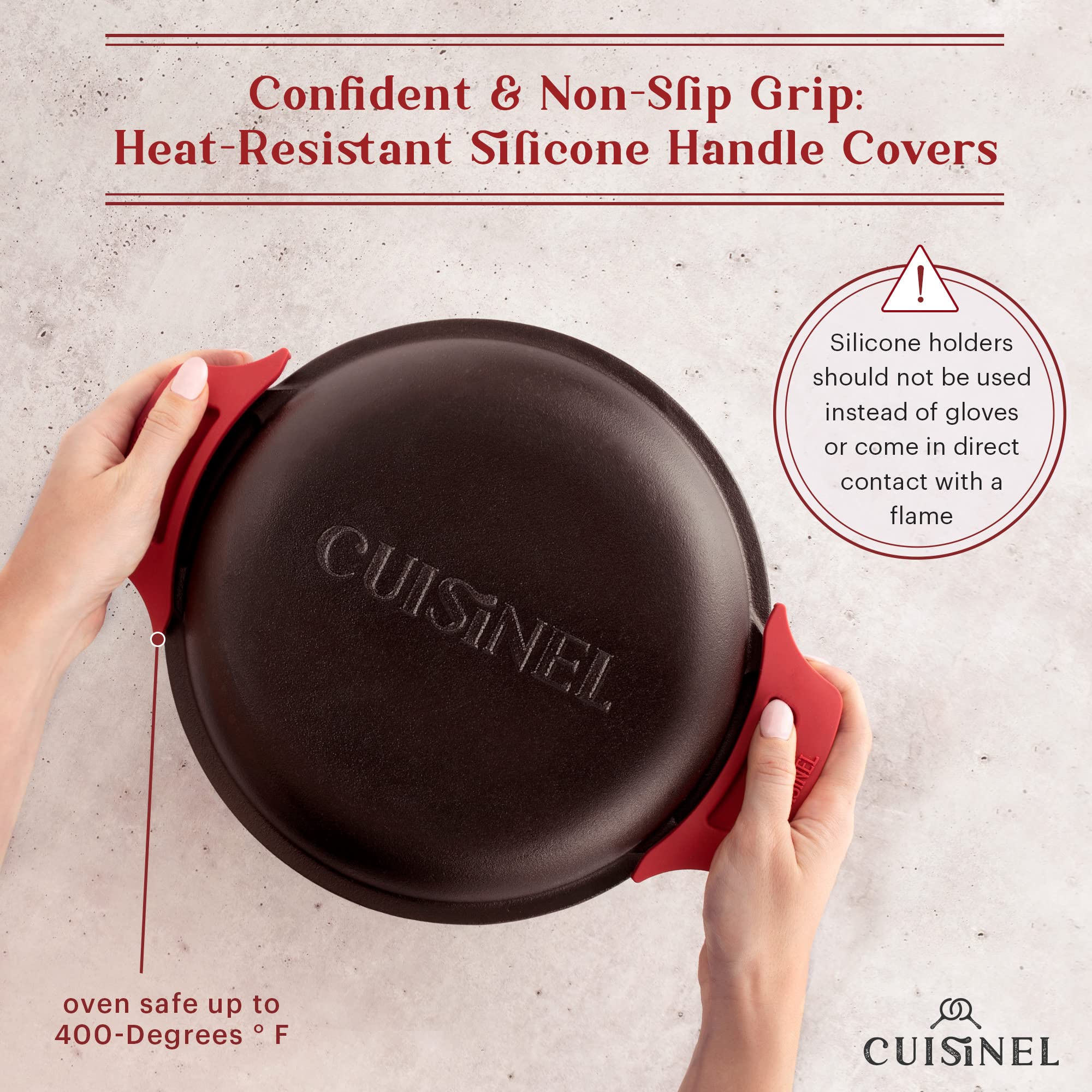 Cuisinel Cast Iron Dutch Oven - 5-Quart Deep Pot - Preseasoned 2-In-1 Multi-Cooker - Combo Lid Doubles As 10-Inch Skillet Fryi