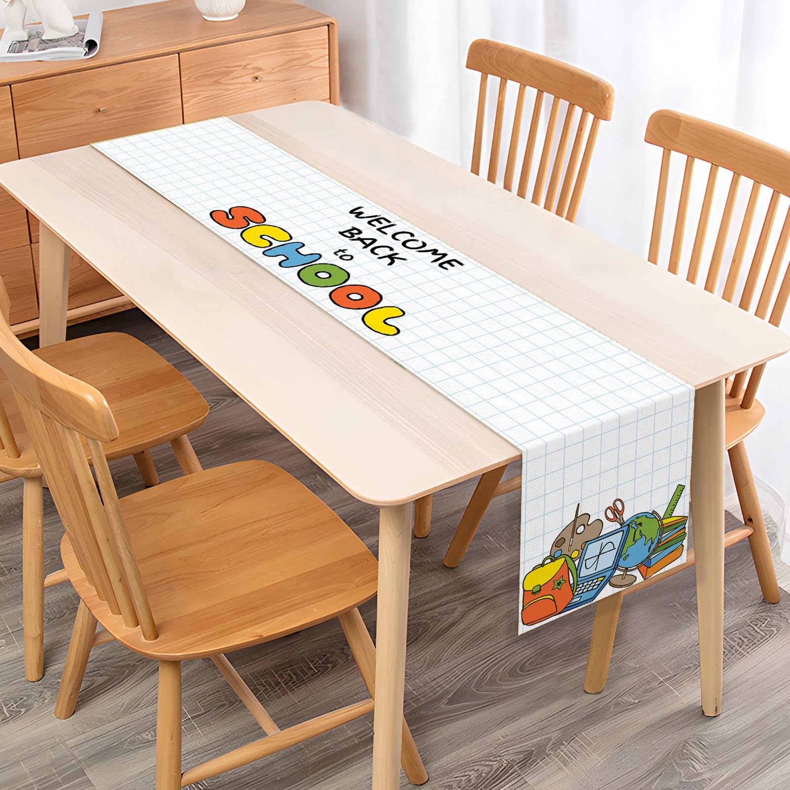 Vohado Welcome Back To School Table Runner Students Kids First Day Of School Party Decoration School Bus Dining Room Home Kitche