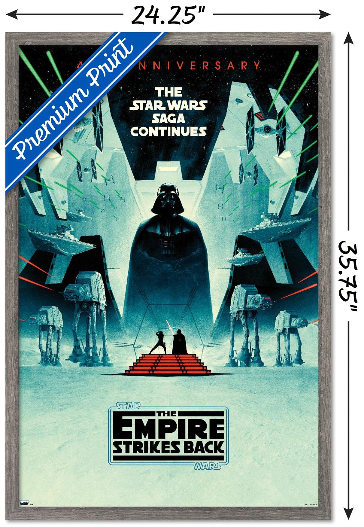 Trends International Star Wars: The Empire Strikes Back - 40Th Anniversary Wall Poster, 22.375'' X 34'', Barnwood Framed Version