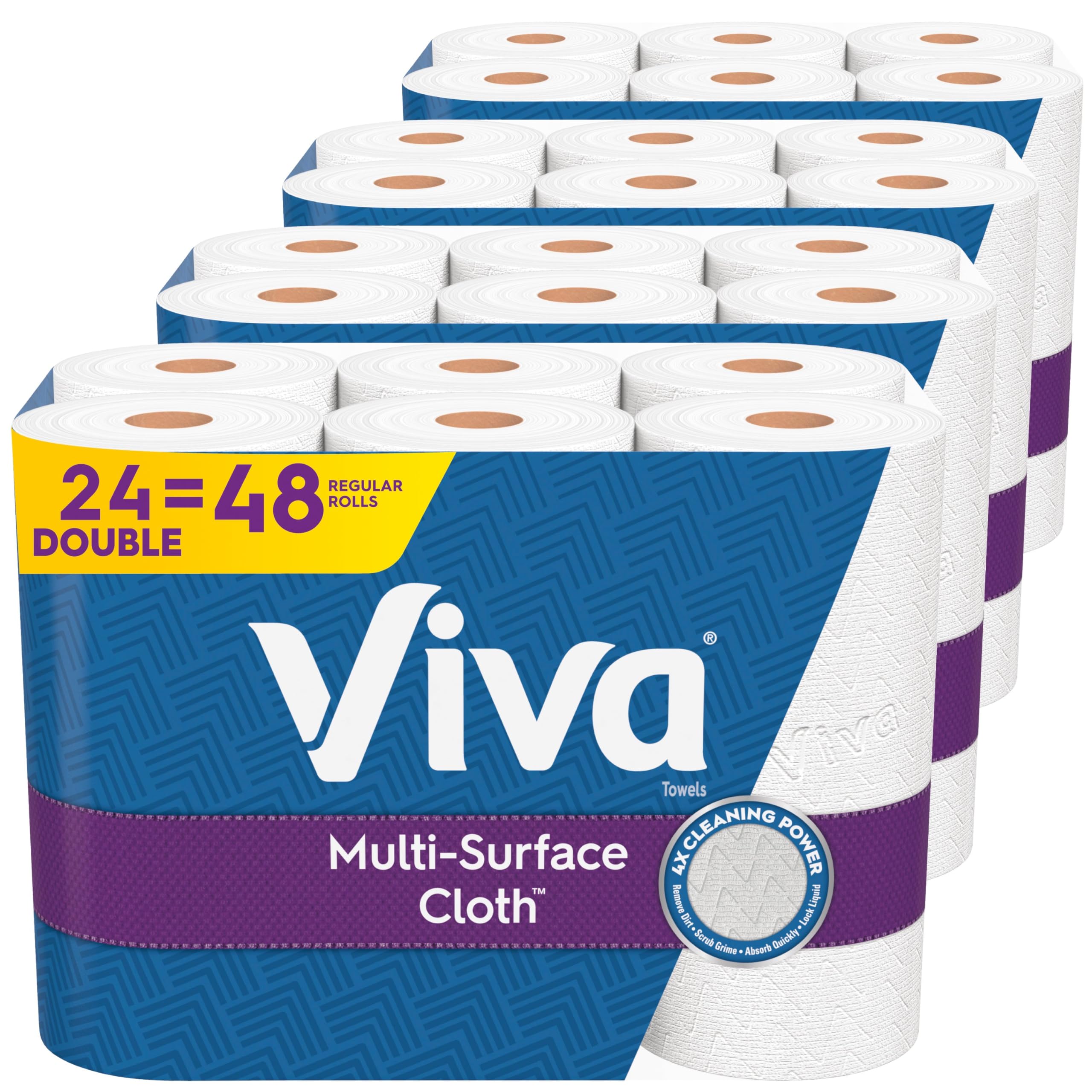 Viva Multi-Surface Cloth Paper Towels, 24 Double Rolls, 110 Sheets Per Roll (4 Packs Of 6)