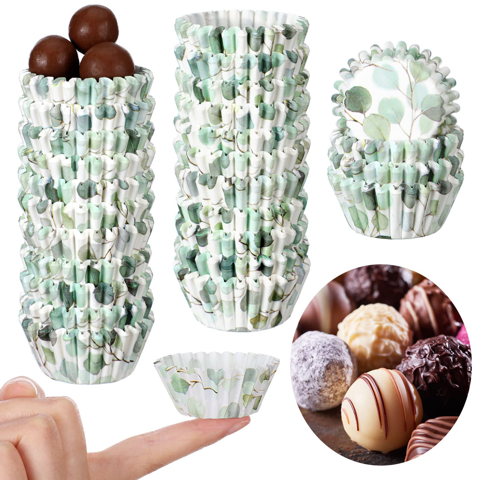 600 Count Green Mini Cupcake Wrappers Liners For Baking Greenery Eucalyptus Cupcake Liners Mini Baby Shower Cupcake Baking Rusti
