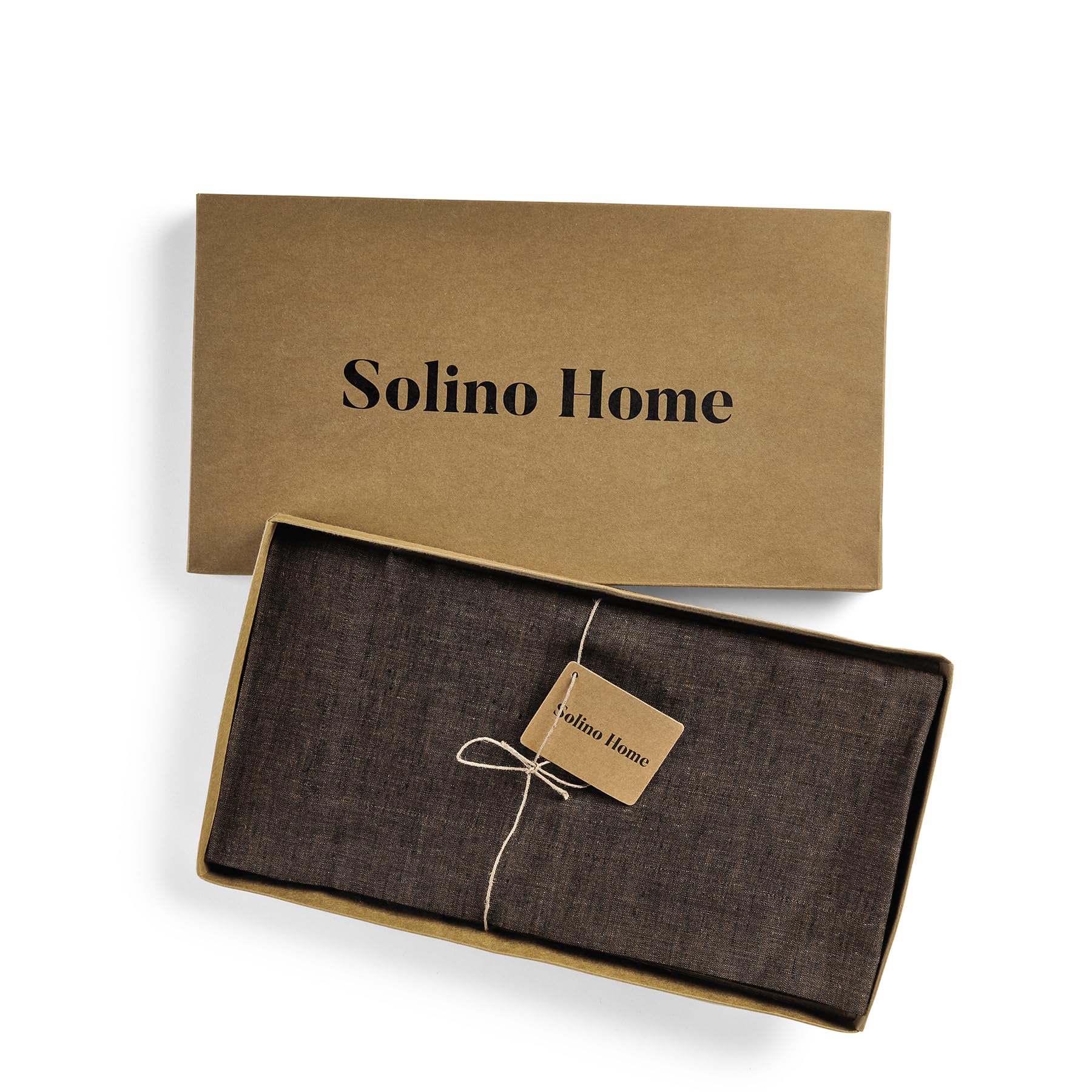 Solino Home Linen Tablecloth 52 X 52 Inch - Chambray Brown 100% Pure Linen Table Throw - Handcrafted And Machine Washable - Athe
