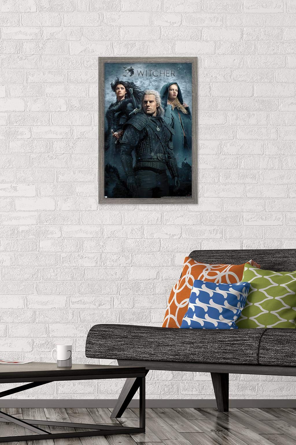 Trends International Netflix The Witcher - Key Art Wall Poster, 14.725'' X 22.375'', Barnwood Framed Version