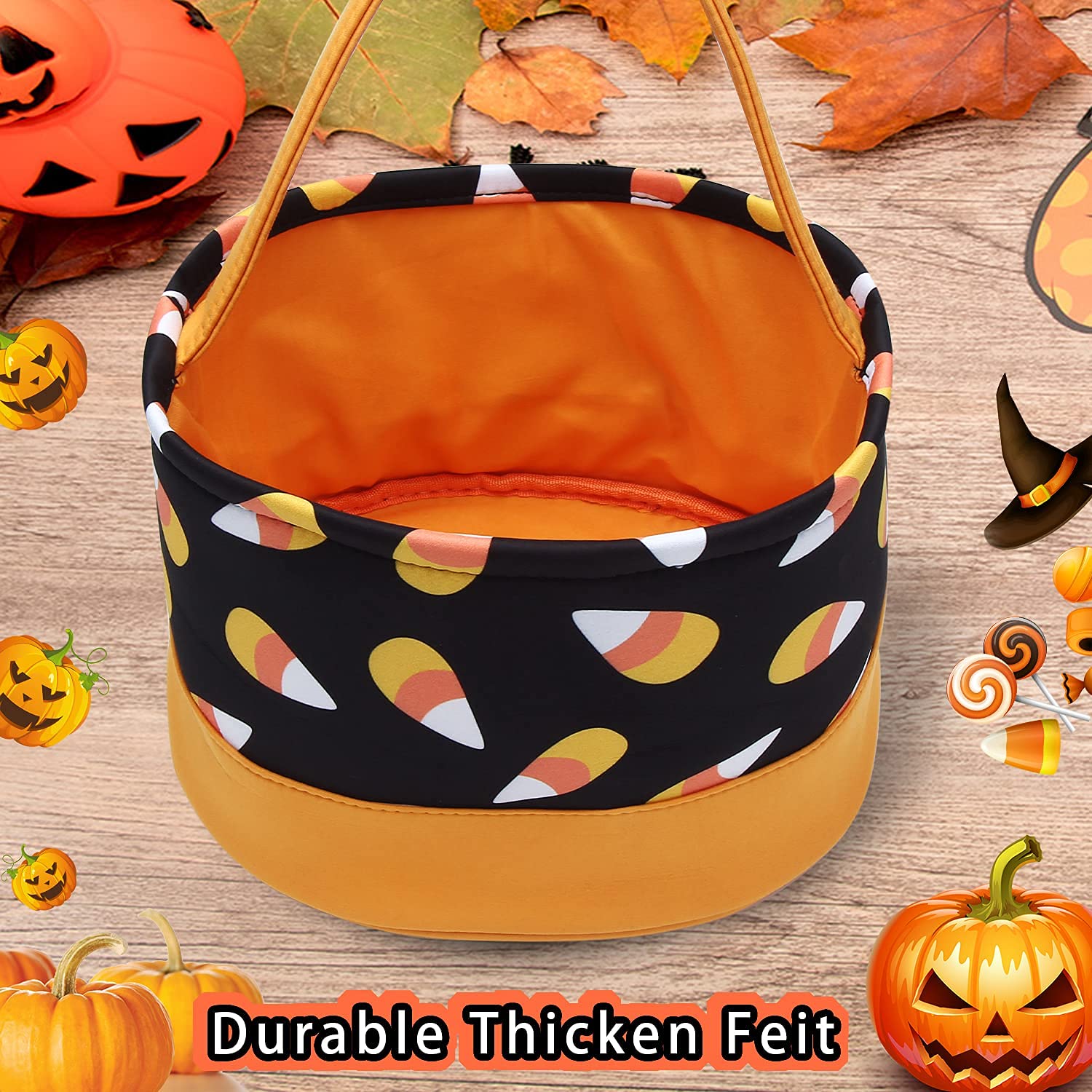 Halloween Candy Basket Halloween Trick Or Treat Bags Halloween Candy Buckets Fabric Gift Bags Halloween Parties(Candy)