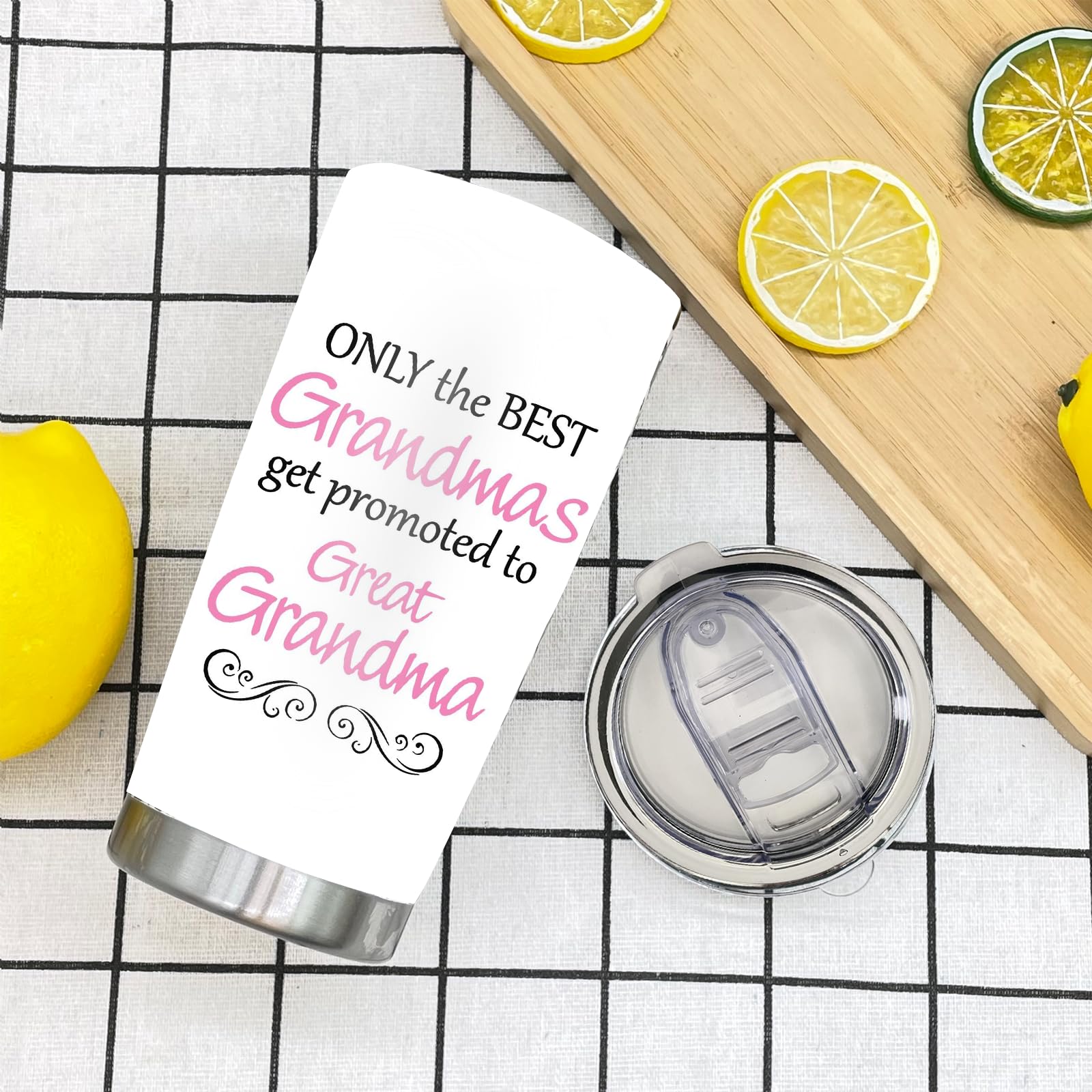 Grandmas Tumbler With Lid - Funny Gifts For Women Gigi Aunt - Insulated Travel Coffee Mug - 20 Oz Tumbler Cup - Only The Best Gr