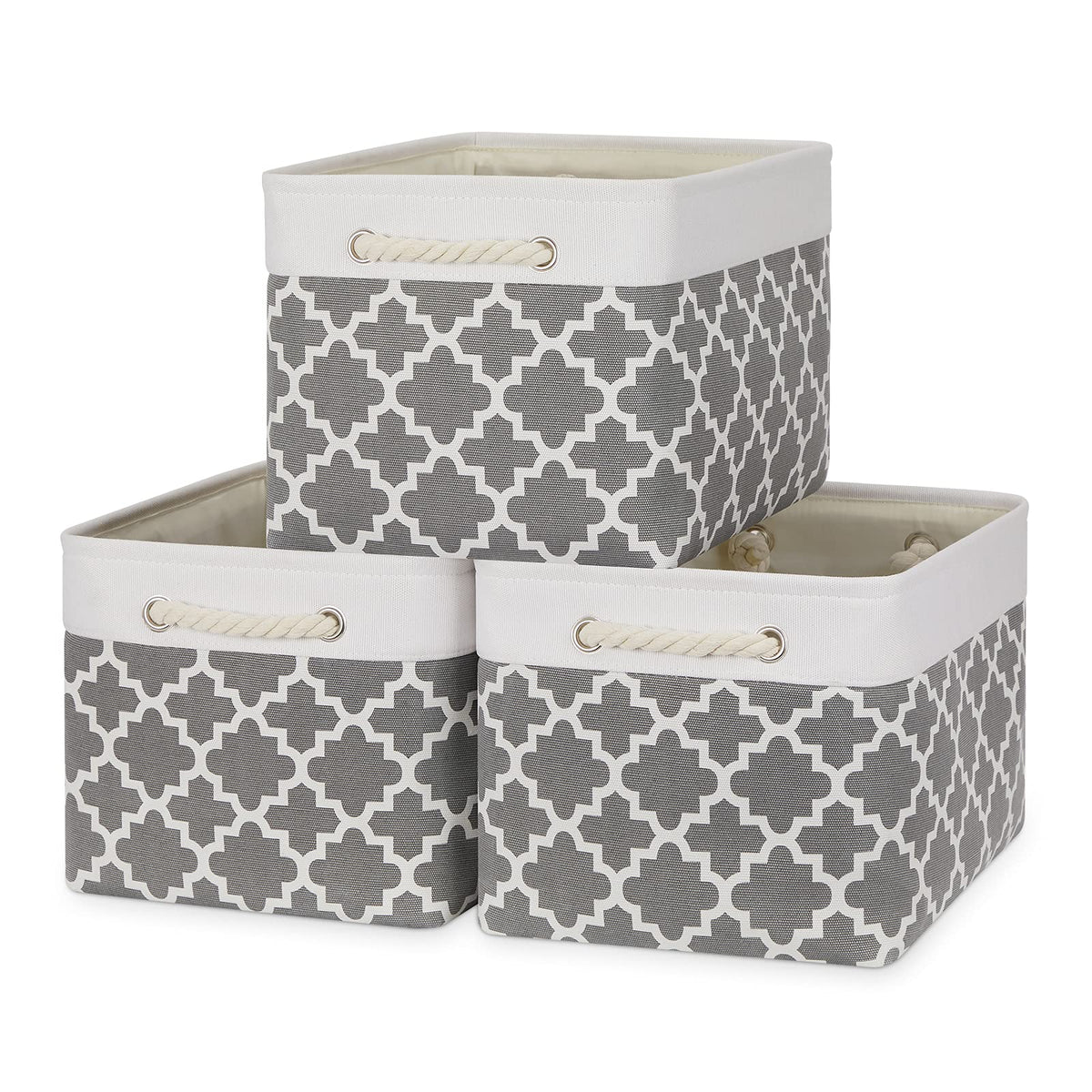 Bidtakay Basket Storage Bins Baskets For Organizing Set Of 3 Collapsible Cloth Storage Linen Closet Organizer 15 X 11 X 9.5 Inch